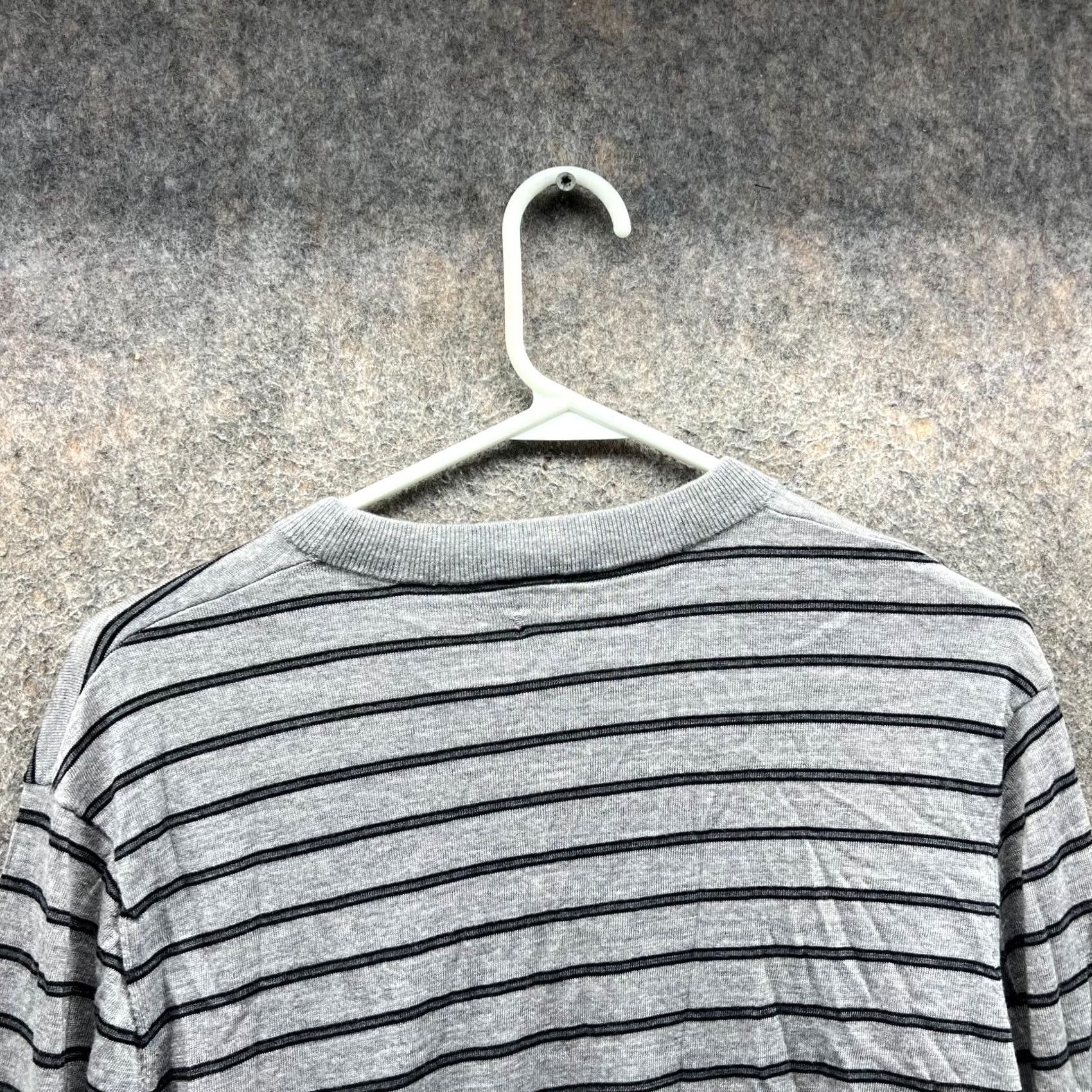Theory Theory Sweater Mens XL Gray Black Striped Crewneck Wool Fleece Vintage Extra Size US XL / EU 56 / 4 - 3 Thumbnail