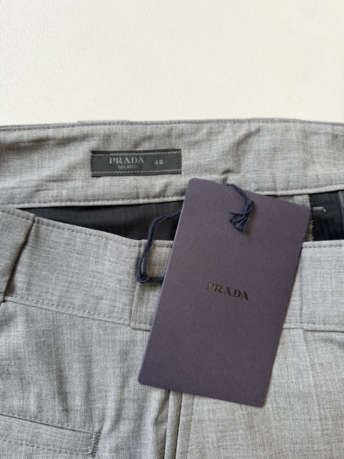 Prada S/S 25 Wide Leg Gray Wool ‘Work Pants’ Size US 34 / EU 50 - 6 Thumbnail