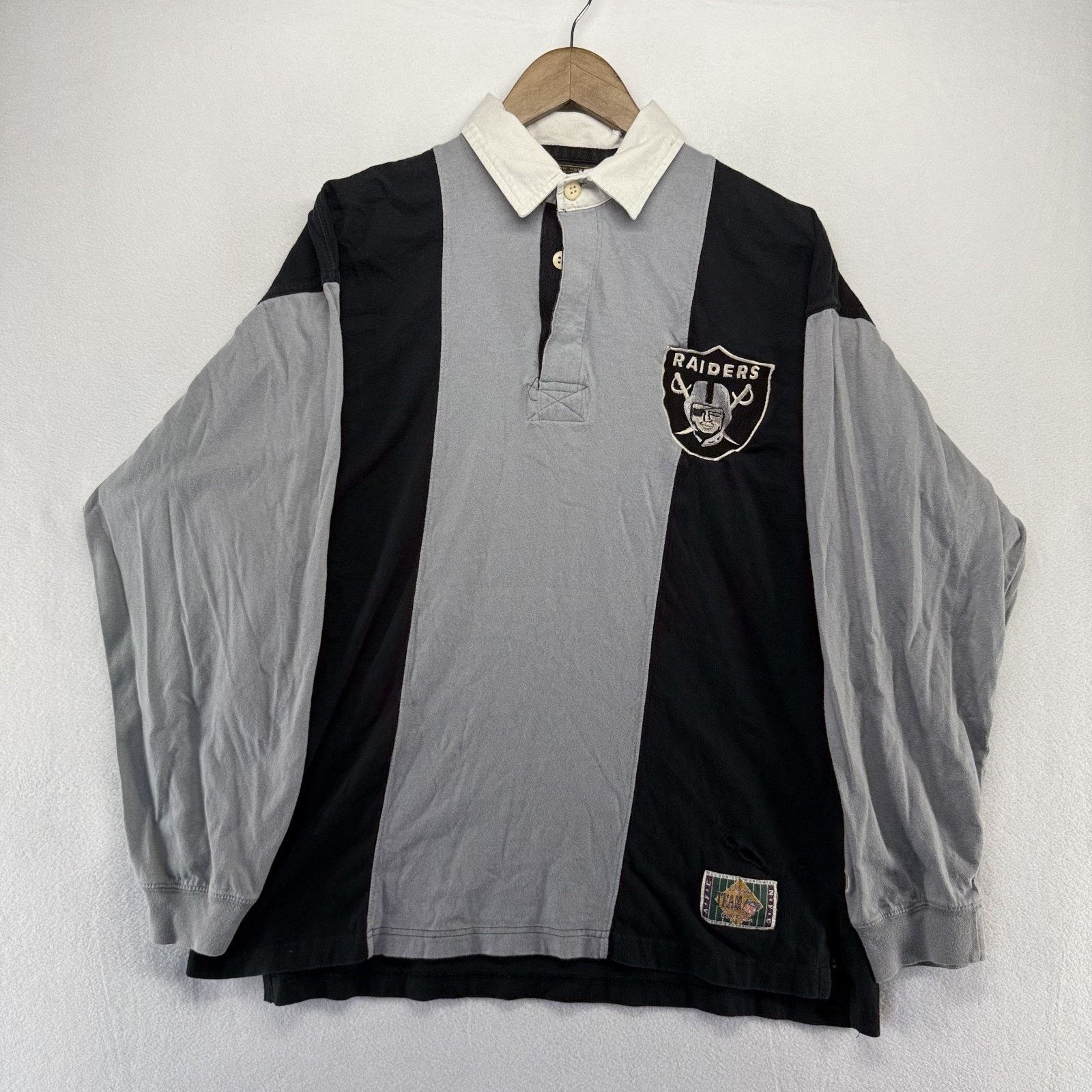 Mirage Vintage Oakland Raiders Rugby Shirt men's XL Gray Black 90s Size US XL / EU 56 / 4 - 1 Thumbnail