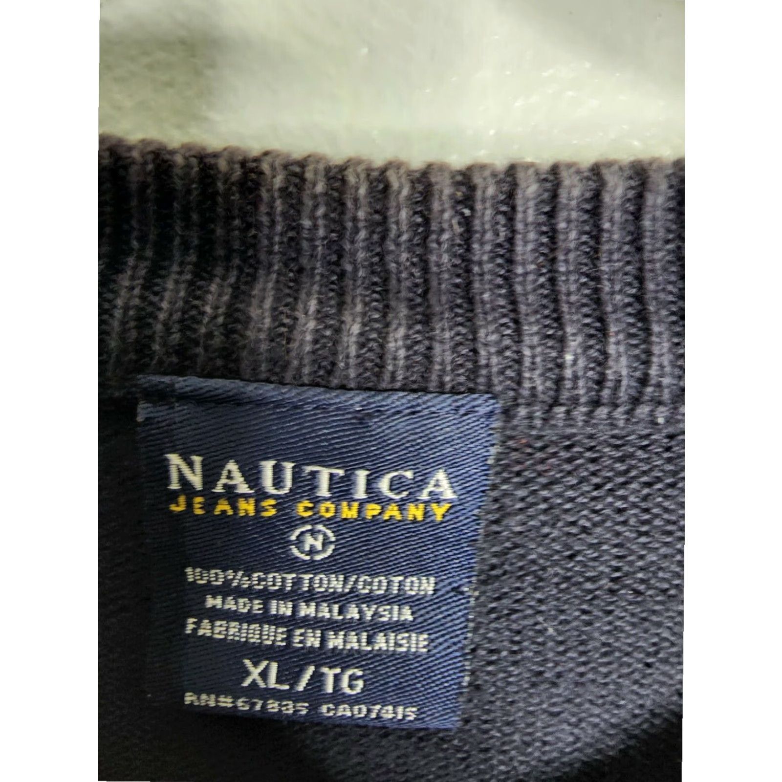 Nautica Nautica Mens XL Navy and Maroon Striped Crew Neck Sweater Size US XL / EU 56 / 4 - 3 Thumbnail