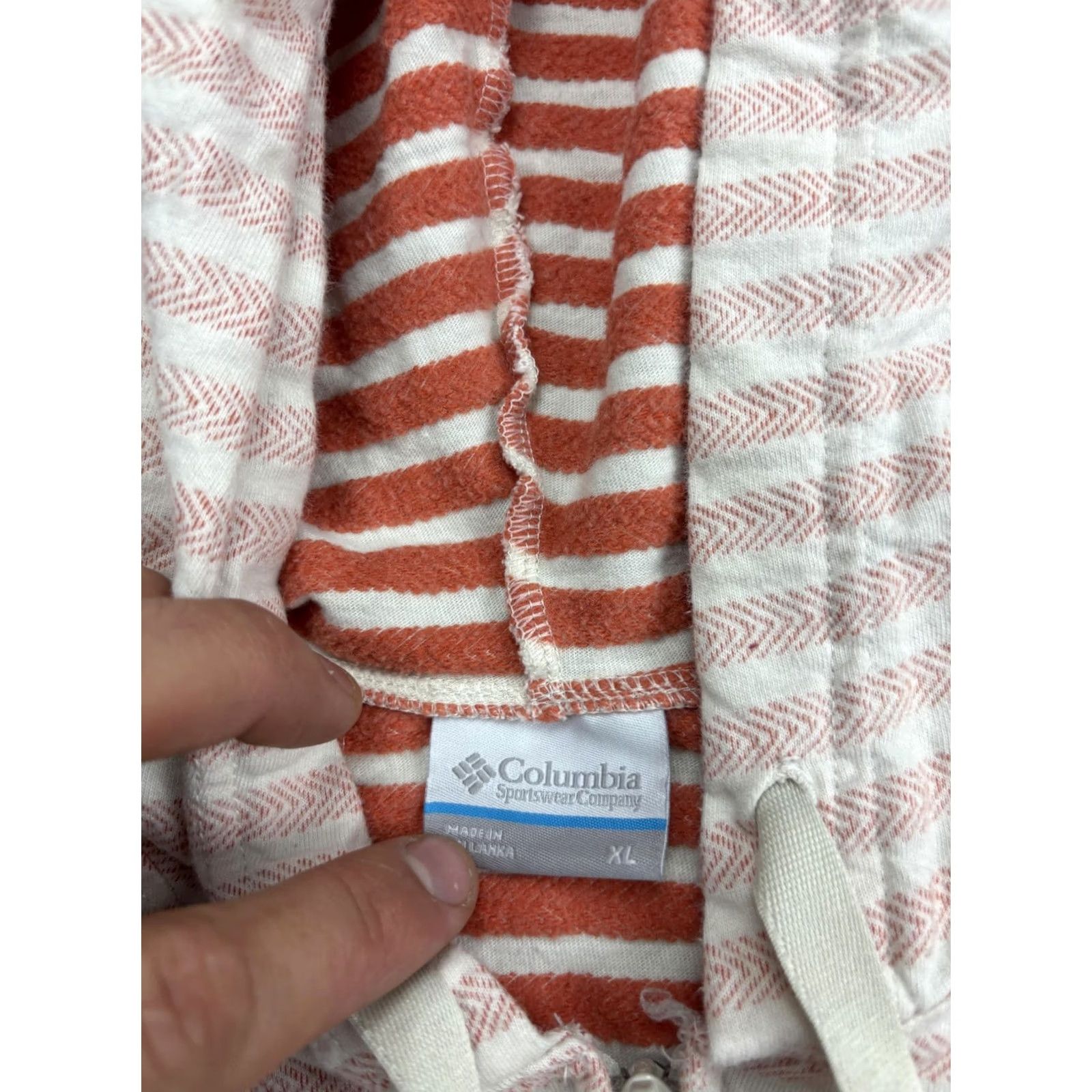 Vintage Columbia Hoodie Womens XL Orange Striped Full Zip Knit Lightweight Sweatshirt Size XL / US 12-14 / IT 48-50 - 2 Thumbnail