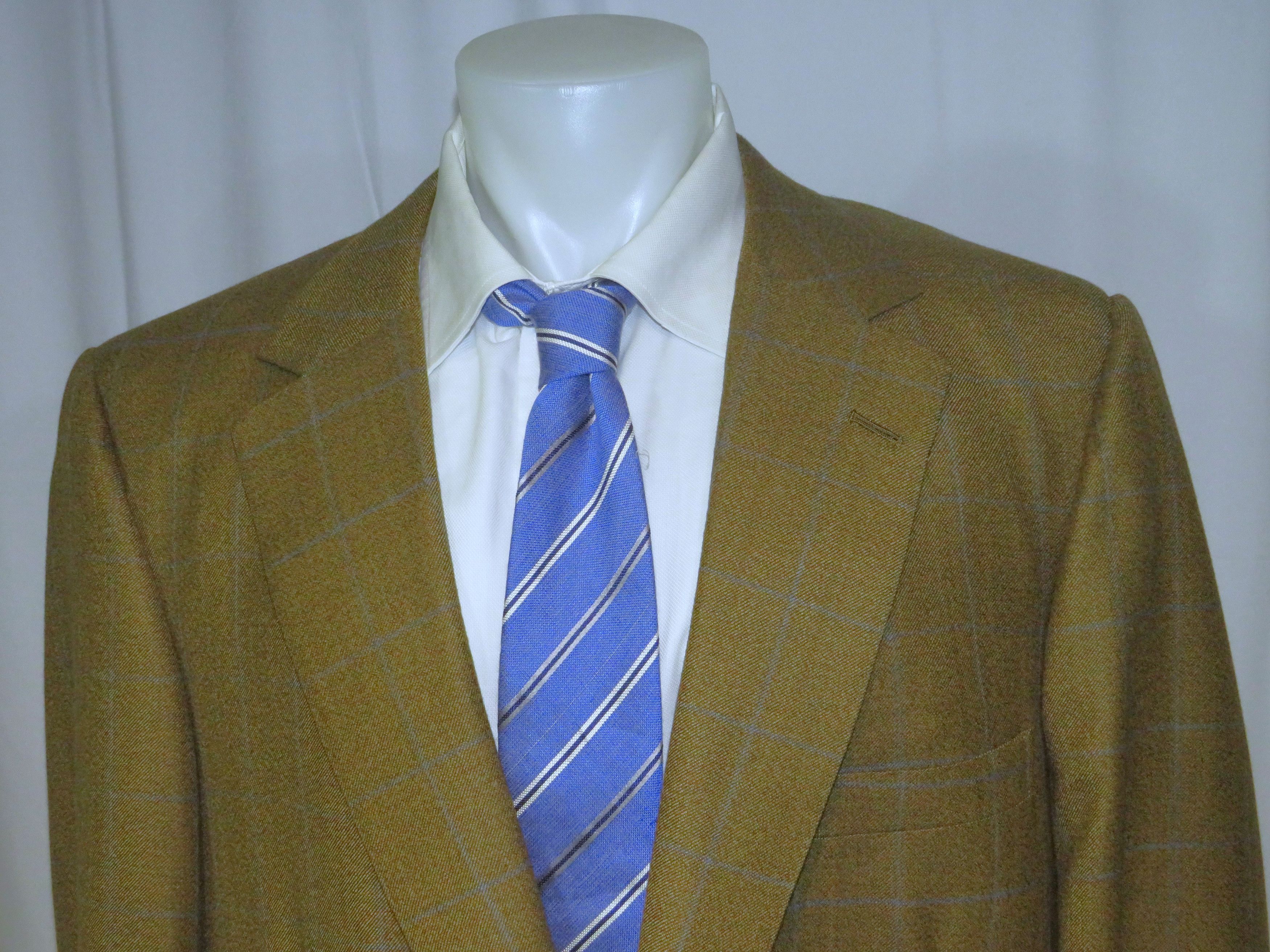 Henry Poole × Savile Row Bespoke Brown Windowpane Two Button 48XL Size 48L - 2 Thumbnail