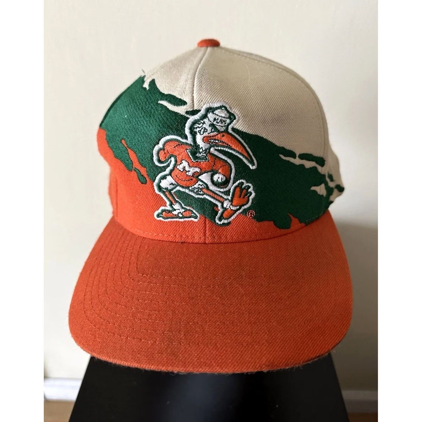 Mitchell & Ness Mitchell & Ness Hat Snapback Miami Hurricanes Ibis Logo Paint Brush Splash RARE Green One Size Men Mens Snapback Hat Size ONE SIZE - 2 Thumbnail