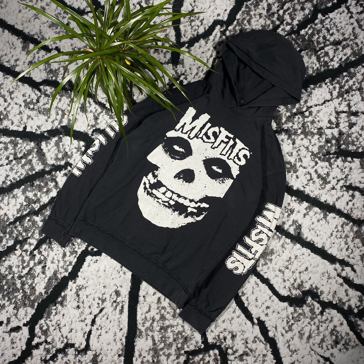 Pre-owned Band Tees X Vintage Y2k The Misfits Big Logo Skull Opium Hoodie Sweat In Black White