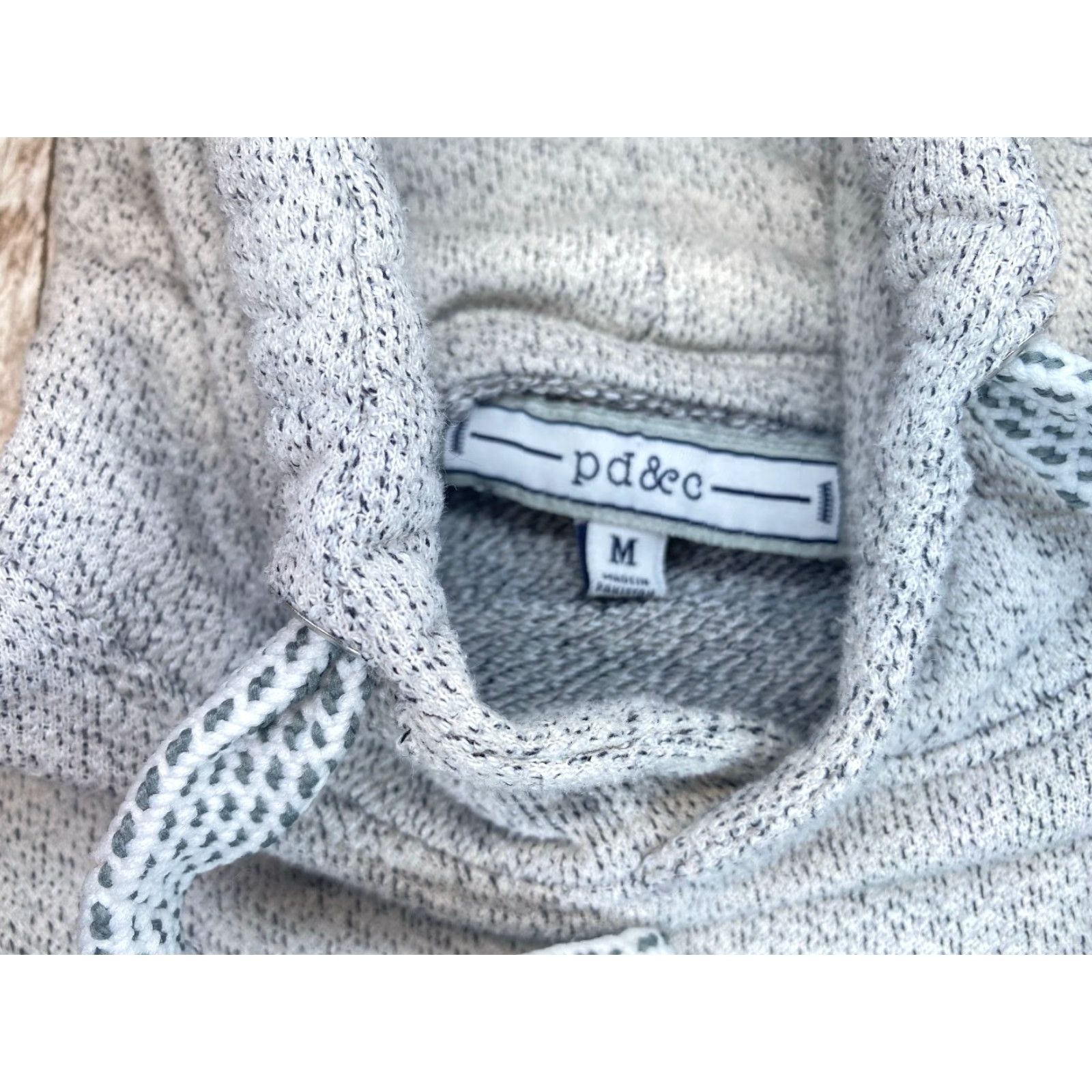 PD&C PD & C Hooded Sweatshirt Women's Medium Gray Heather Pouch Pocket Drawstring Size M / US 6-8 / IT 42-44 - 6 Thumbnail