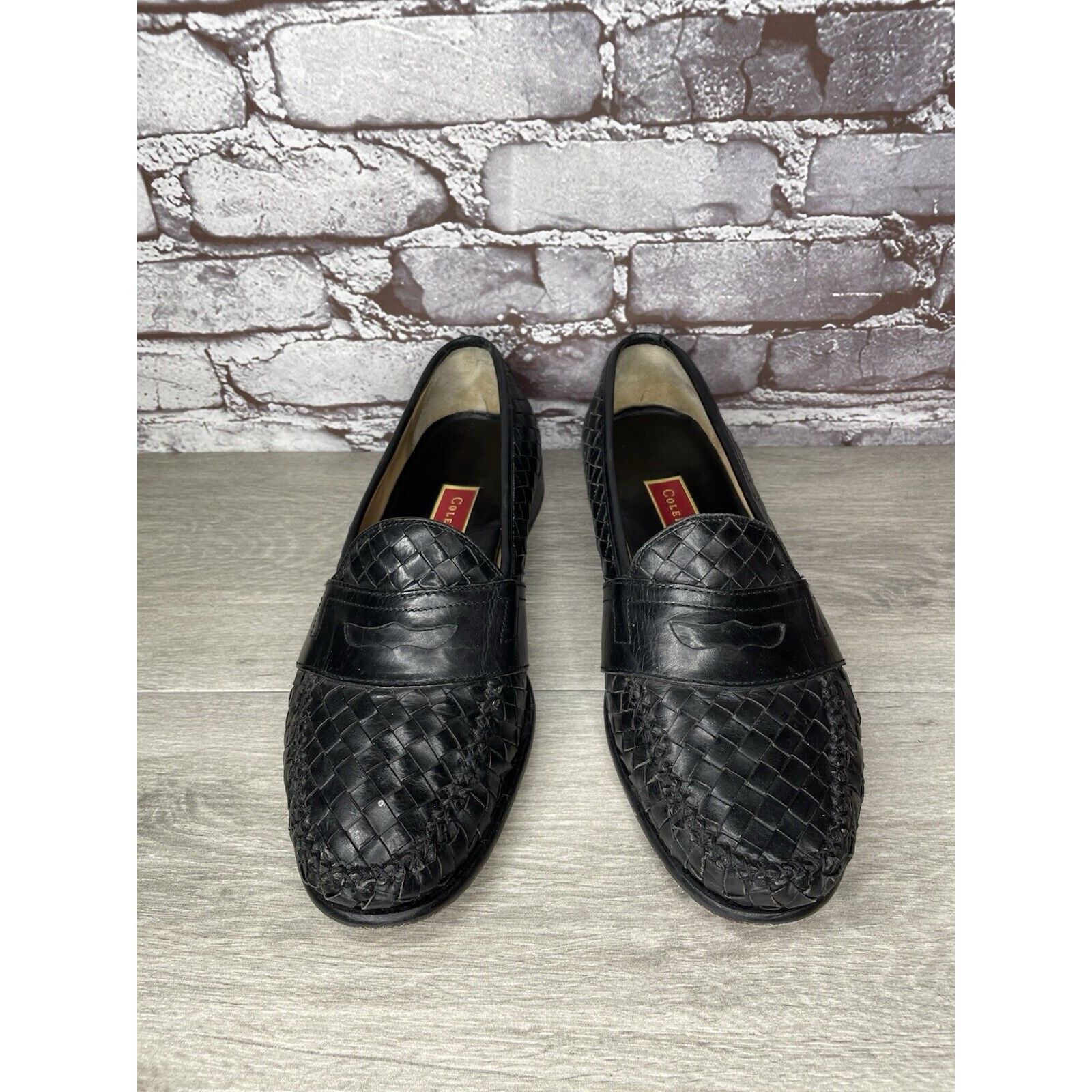 Cole Haan Cole Haan Black Leather Basket Weave Penny Loafers Dress Sho Size US 12 / EU 45 - 15 Thumbnail