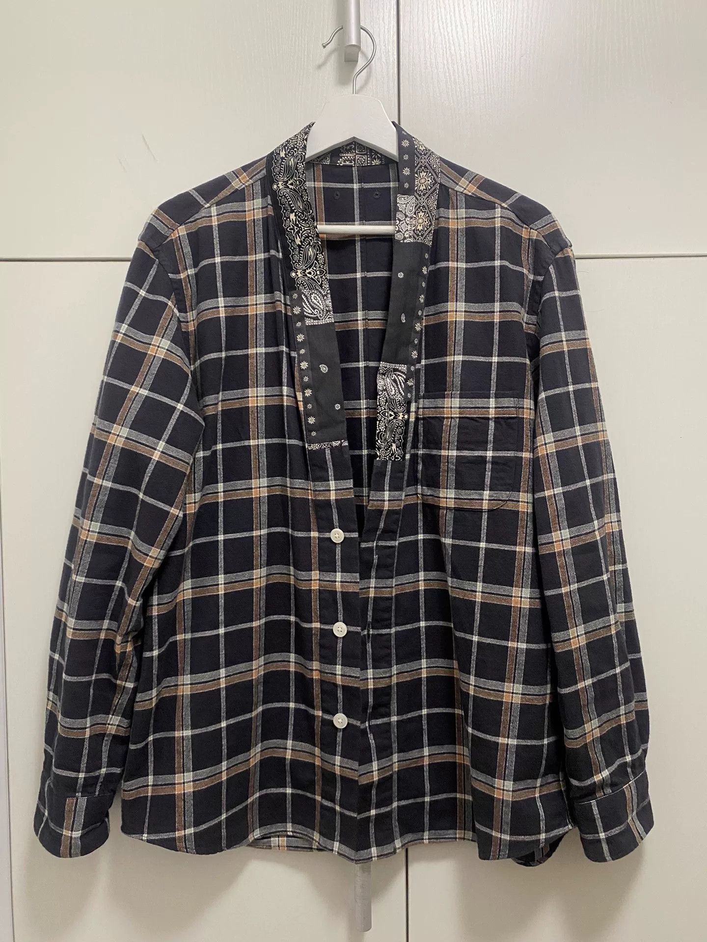 SOPHNET 20SS Kimono Collar Plaid Shirt
