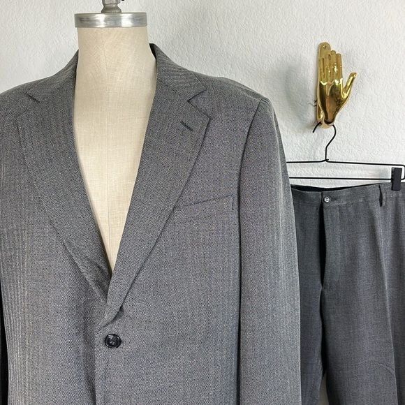 Giorgio Armani Giorgio Armani Marled Virgin Wool 2 Pc 2 Button Suit Size 50L - 4 Thumbnail