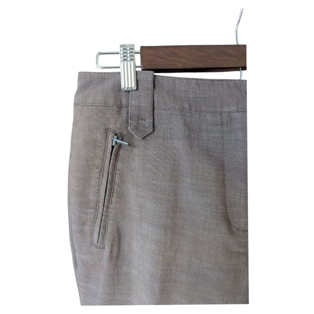 Vintage Taupe Brown Stretch Cropped Dress Pants Front Zip Pockets Womens Sz 8 Office Shoes? actually no shoes. Size 30" / US 8 / IT 44 - 4 Thumbnail