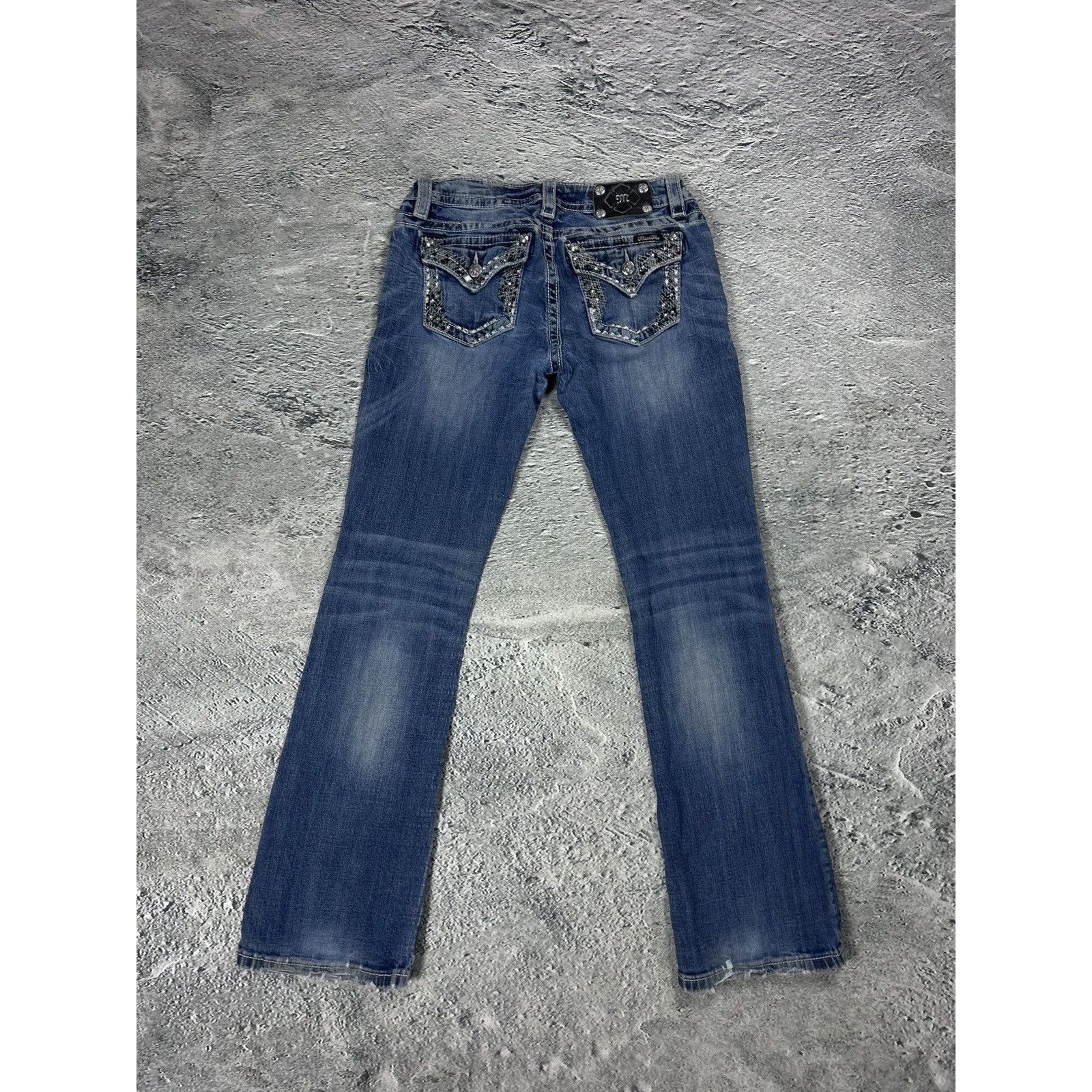 Miss Me Miss Me flared bootcut white stitching denim vintage y2k Size 29" - 1 Thumbnail