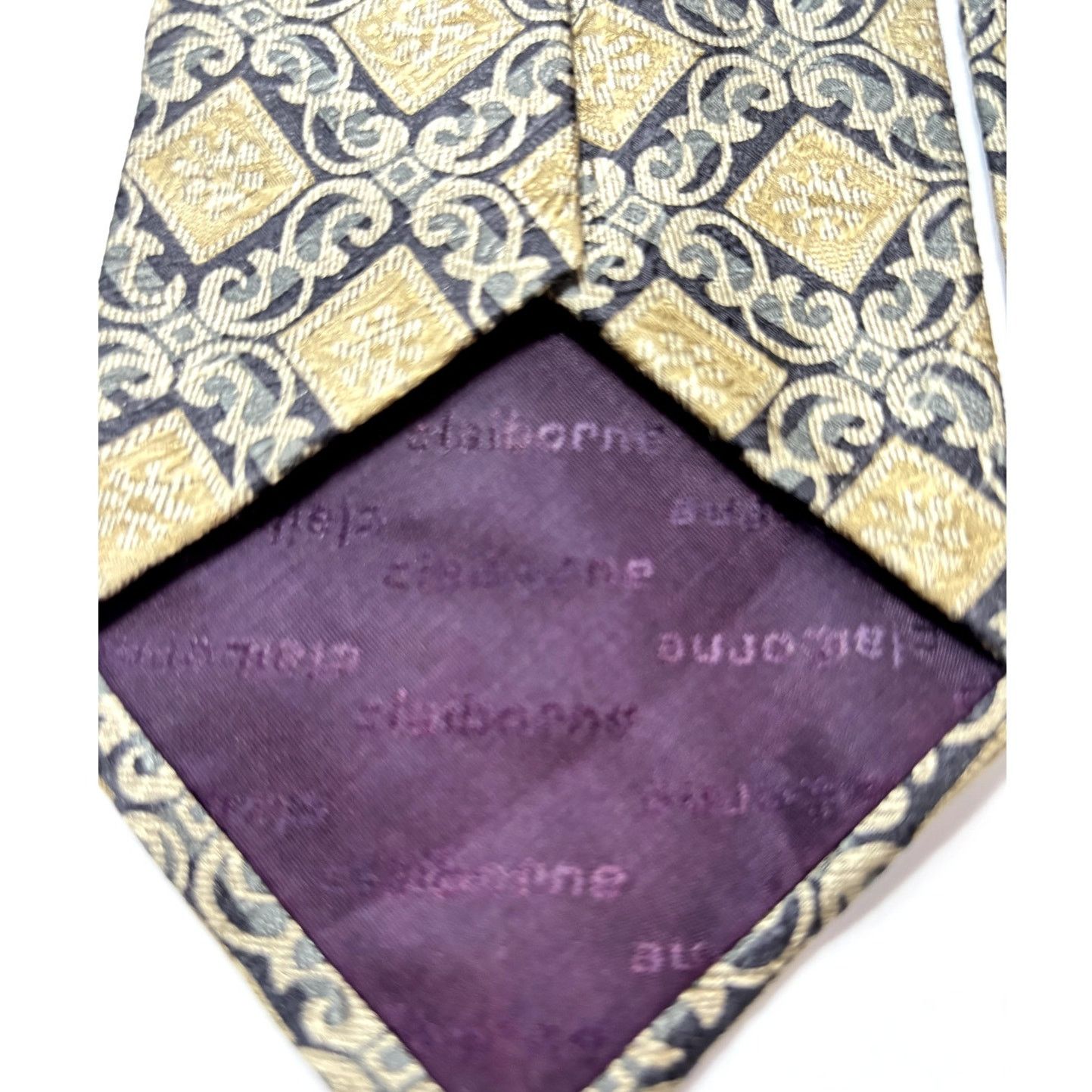 Liz Claiborne CLAIBORNE Men's 100% Silk Tan & Blue Pattern Neck Tie Size ONE SIZE - 5 Thumbnail
