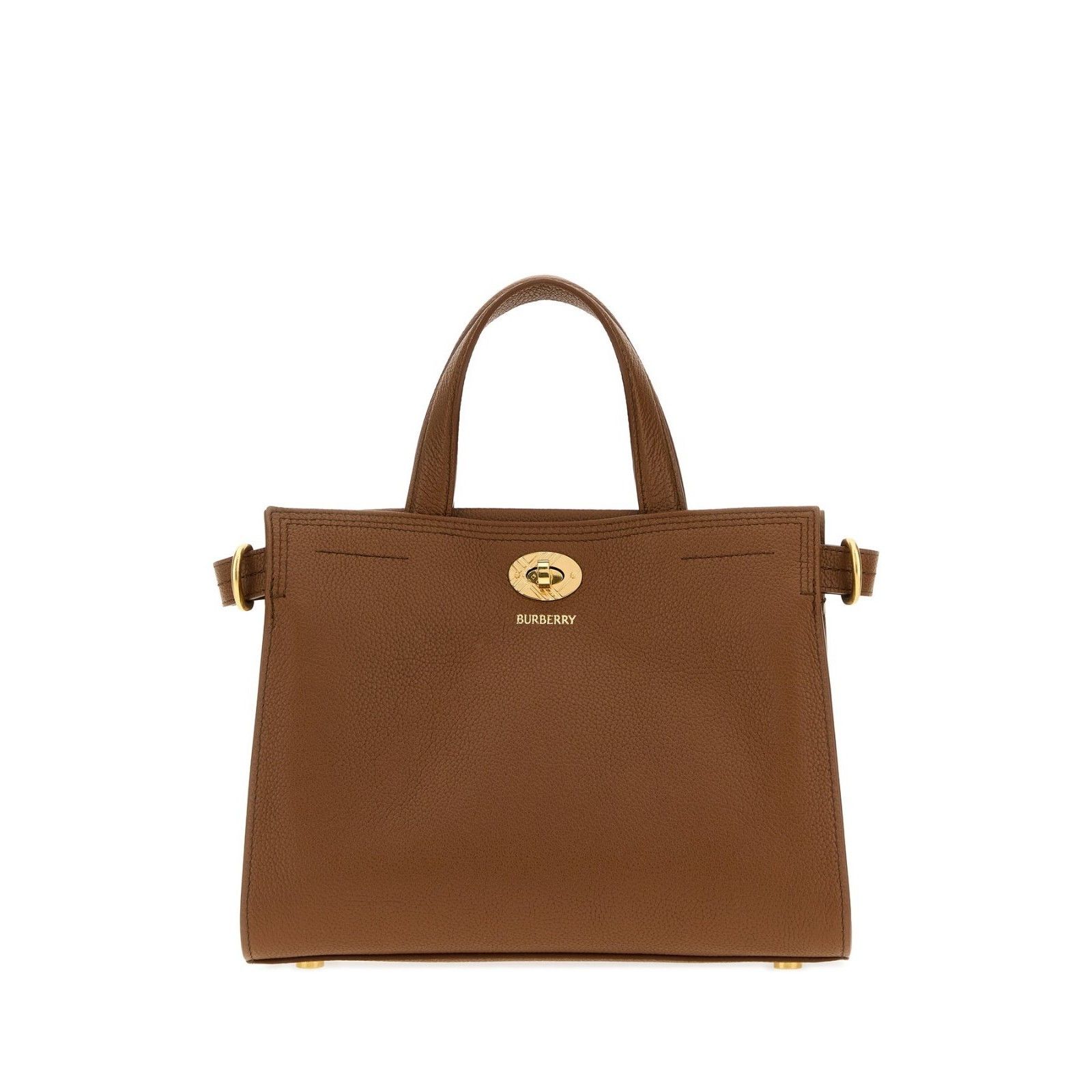 Burberry Cotswolds Check Brown Leather Medium Top Handle Bag, Women's