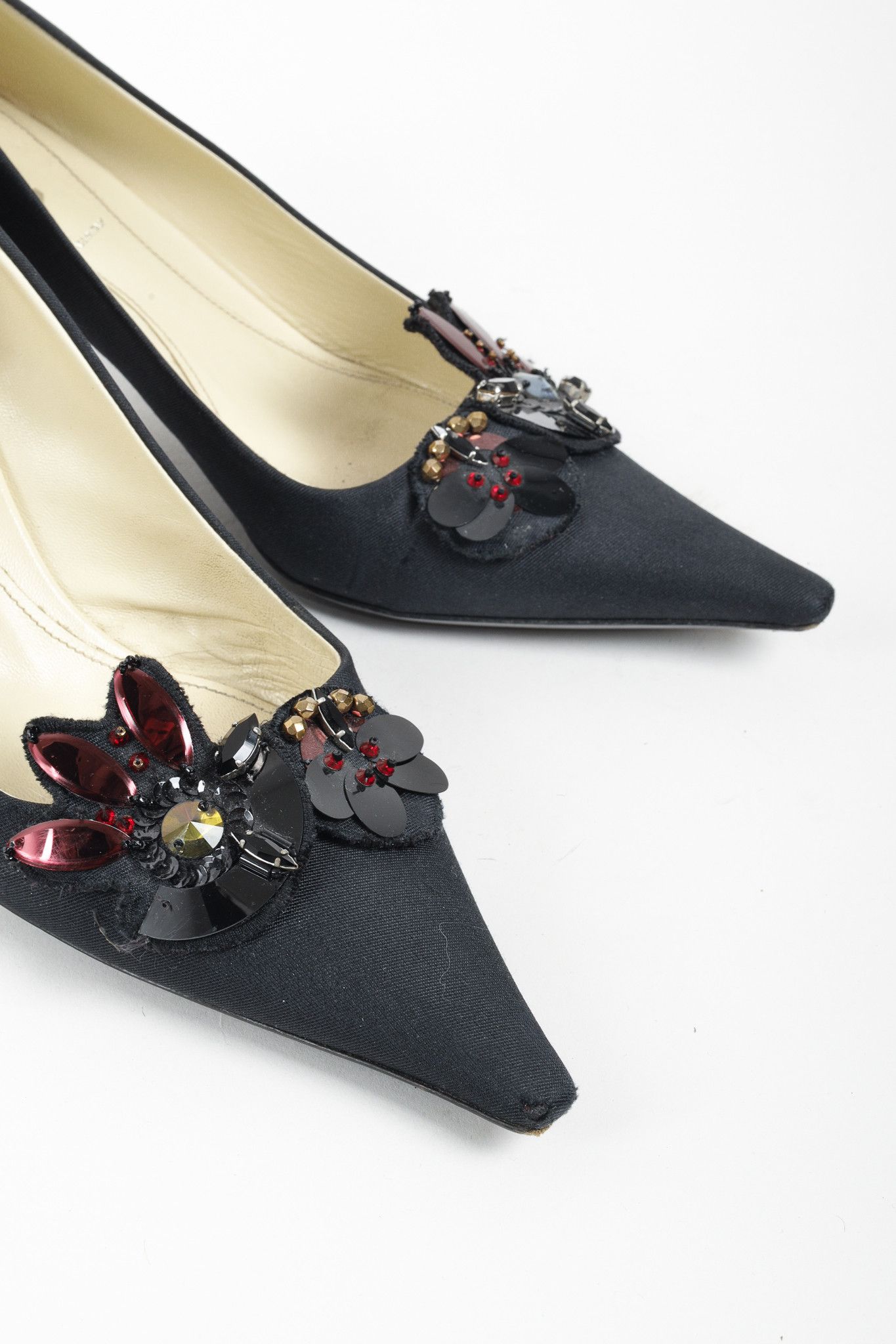 Prada Prada Black Embellished Comma Kitten Heel Pump Size US 10 / IT 40 - 9 Thumbnail