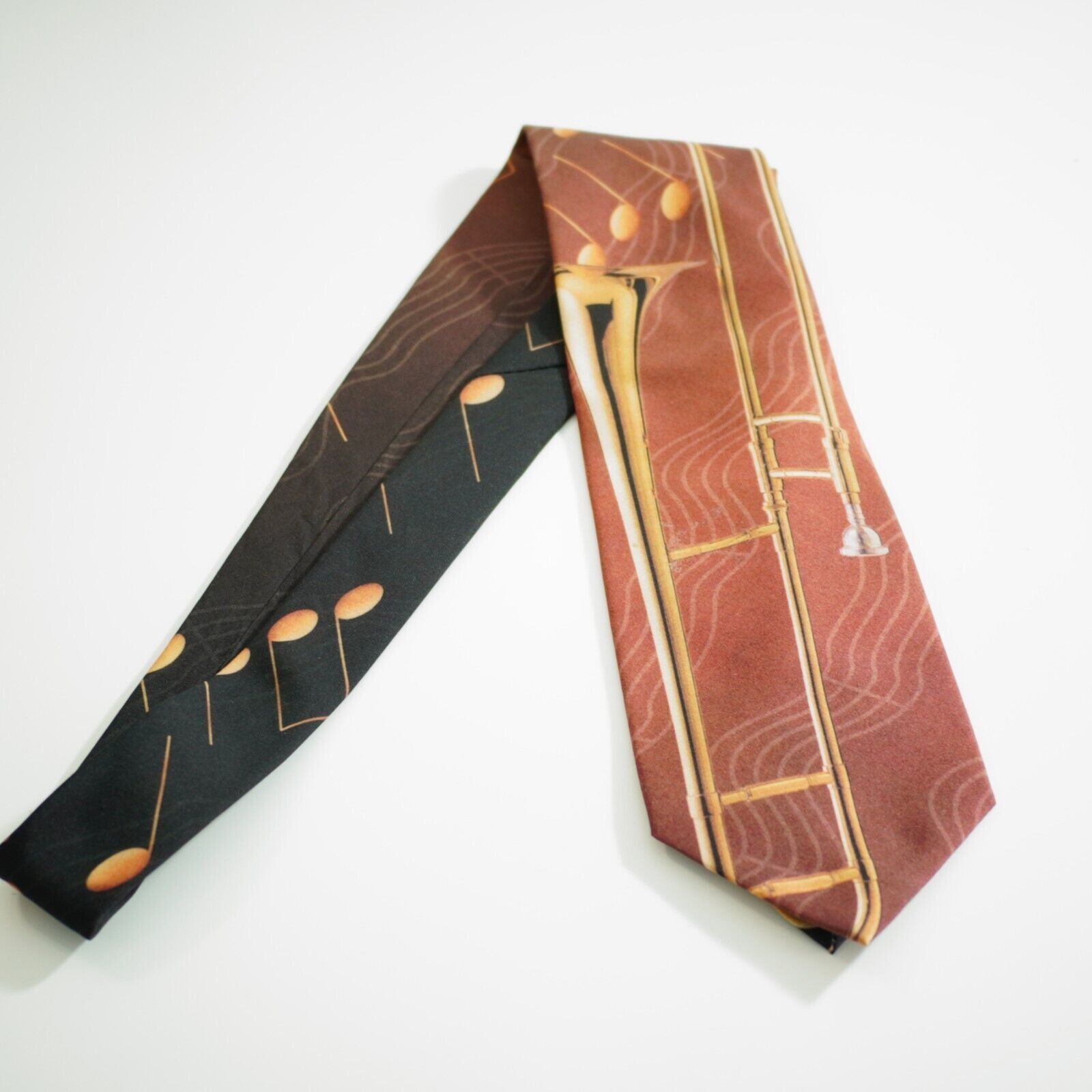 Ralph Marlin Ralph Marlin Trombone & Notes Brown Black Print Polyester Ti Size ONE SIZE - 8 Thumbnail
