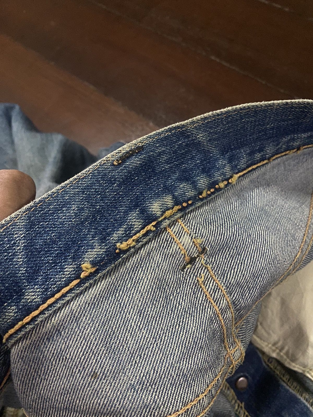 Vintage FIRE 🔥 VINTAGE 90s WAREHOUSE V STITCH DISTRESSED REWORK JEAN Size US 36 / EU 52 - 15 Thumbnail
