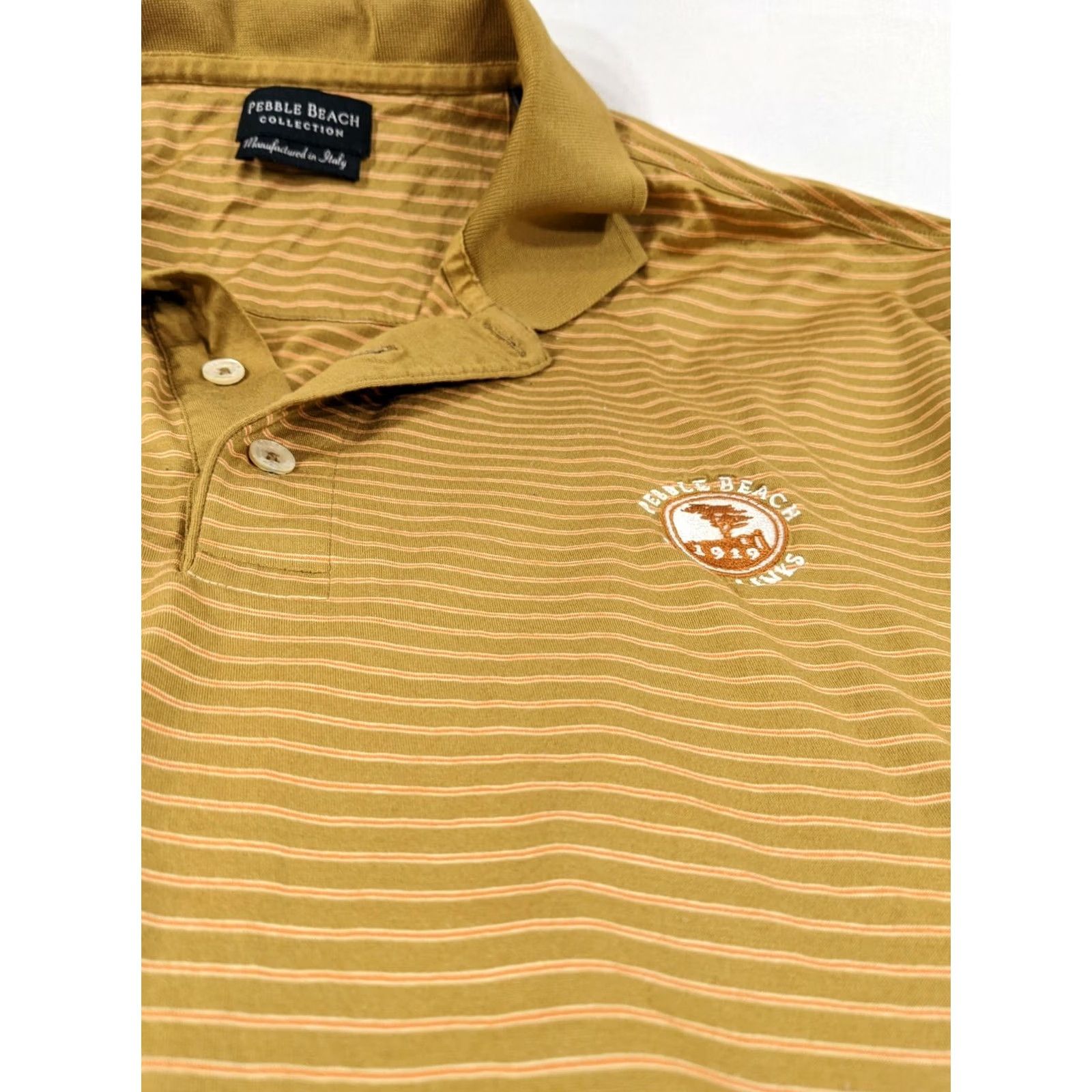 Vintage VINTAGE Pebble Beach Collection Polo Shirt Mens Large Short Sleeve Striped Made Italy Size US L / EU 52-54 / 3 - 5 Thumbnail