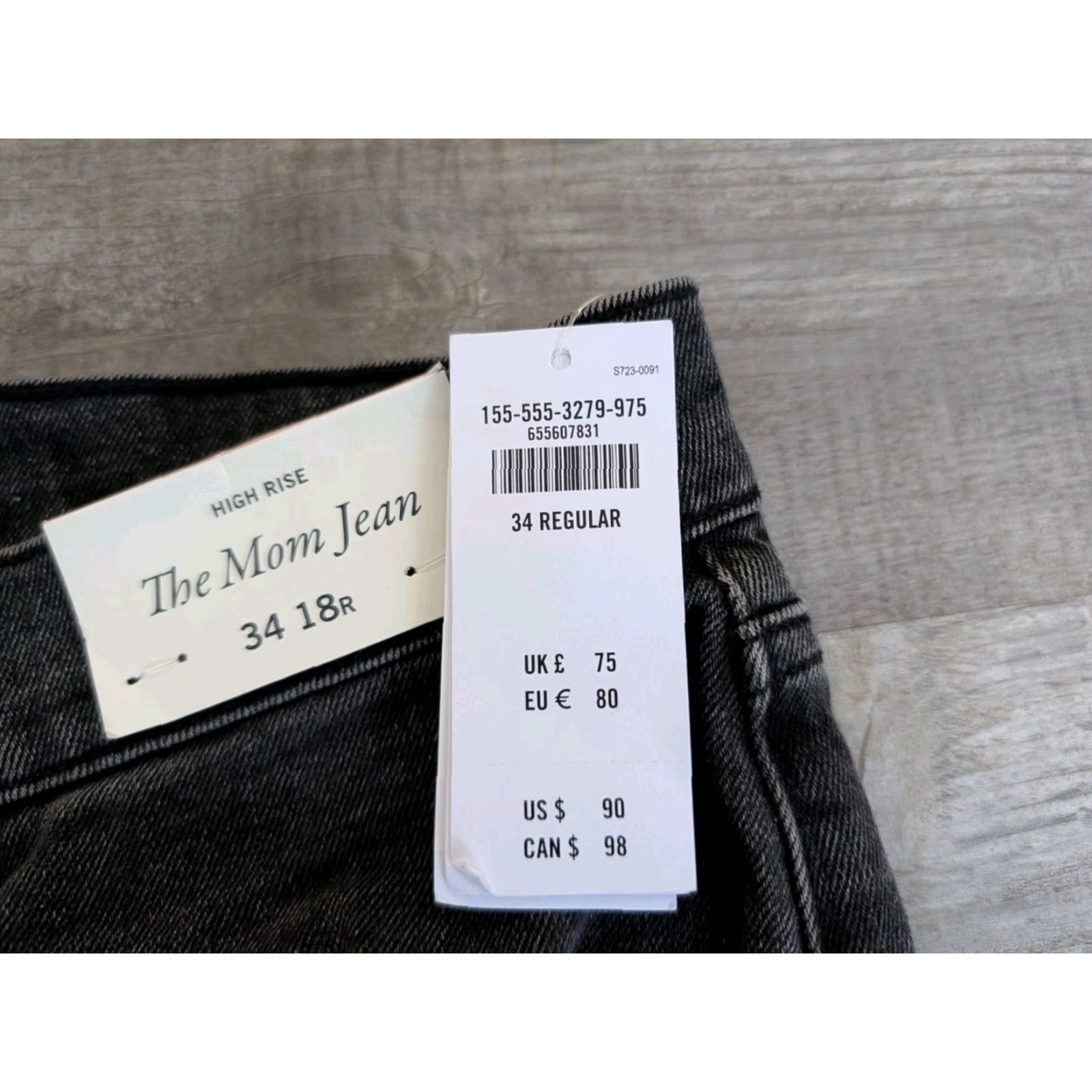 Abercrombie & Fitch VINTAGE NWT Abercrombie & Fitch The Mom High Rise Jeans 34/18 Washed Black NEW Size 24" / US 00 / IT 34 - 5 Thumbnail