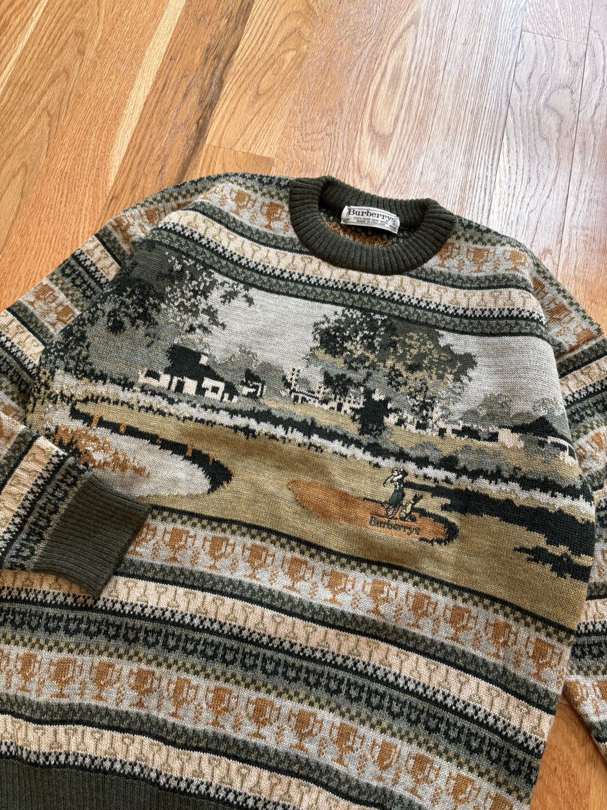 Burberry Burberry Vintage 90s Golf Logo Knit Wool Sweater 40 Medium Size US M / EU 48-50 / 2 - 1 Thumbnail