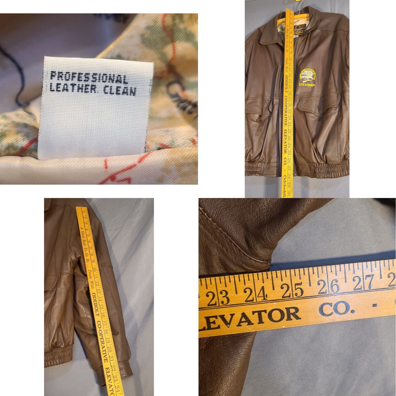Vintage VINTAGE Life Members NORTH AMERICAN HUNTING CLUB Leather Bomber Jacket Brown Large L Mens Size US L / EU 52-54 / 3 - 9 Thumbnail