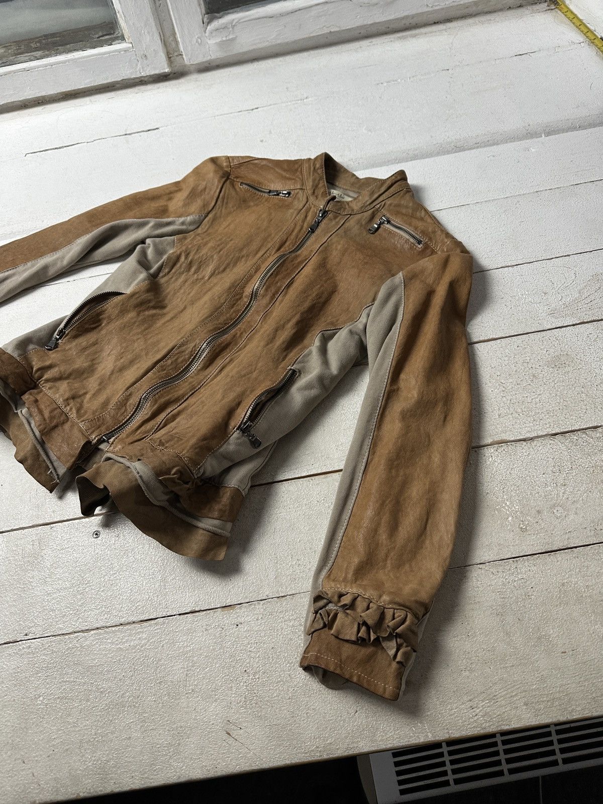 Other 🚨Y2K RICK OWENS TYPE DIRTY SLIM FIT ZIP LEATHER JACKET Size L / US 10 / IT 46 - 2 Thumbnail