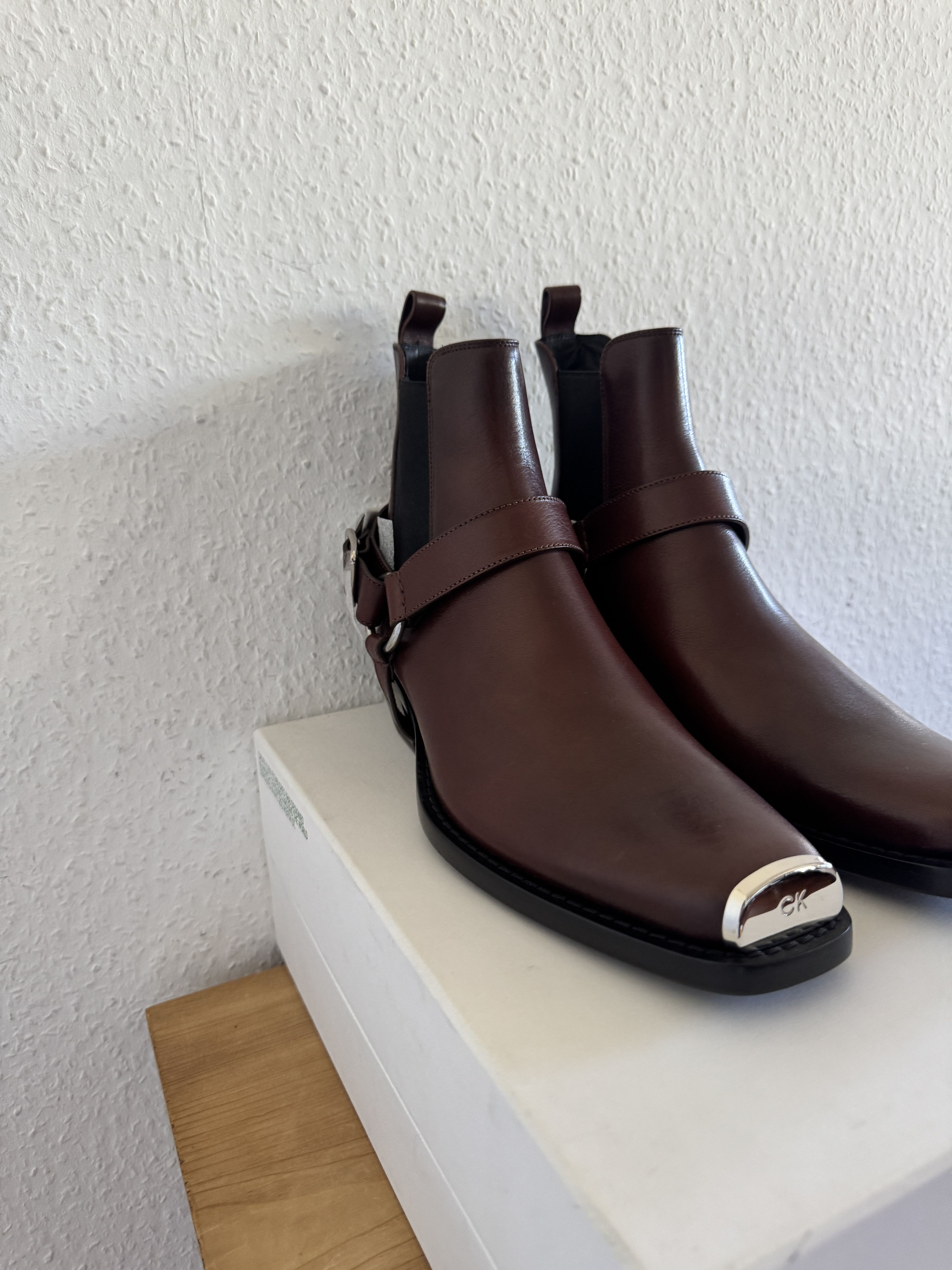 Brown Leather Harness Boots