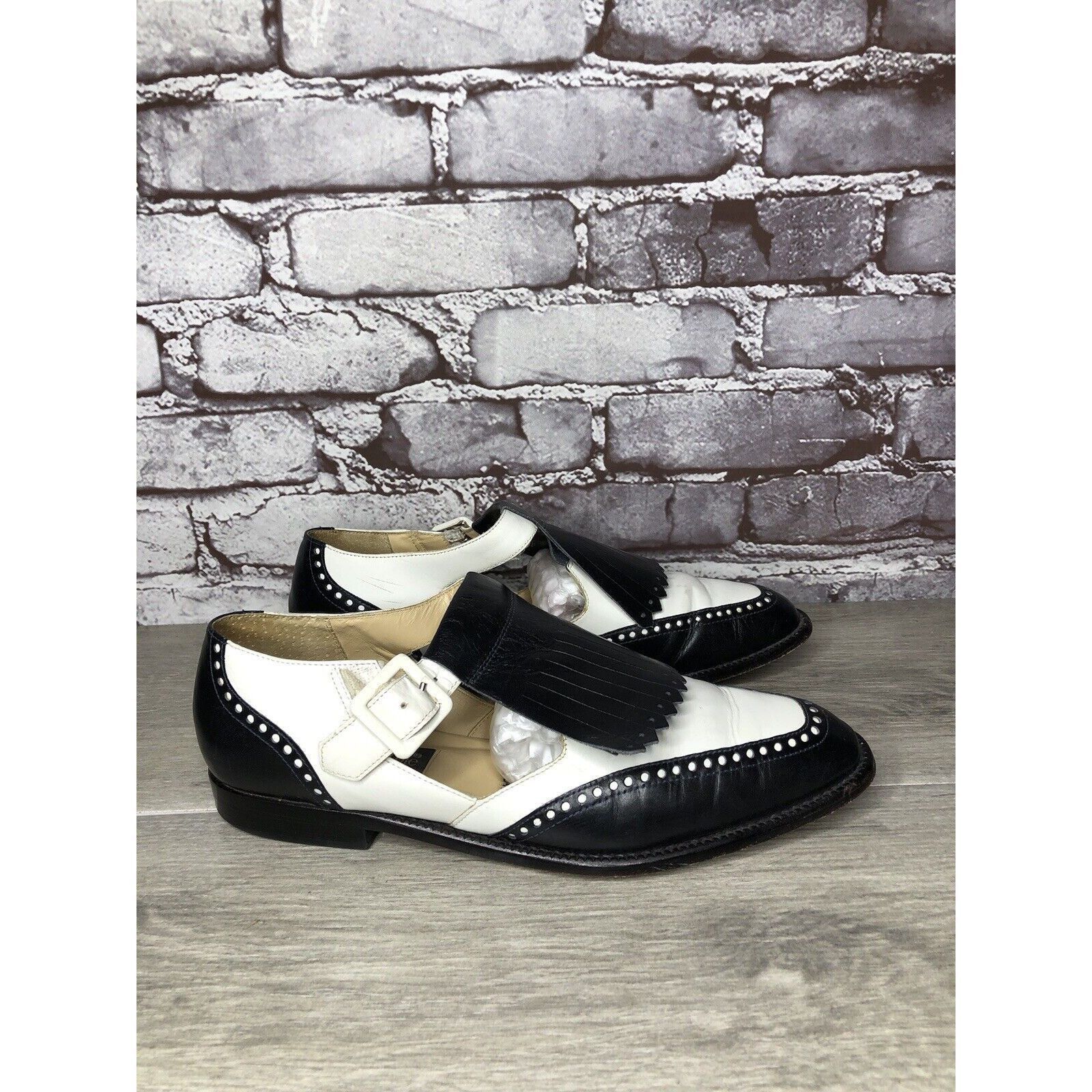 Kenneth Cole Kenneth Cole New York Black White Leather Kiltie Flats Shoes Size US 9 / IT 39 - 3 Thumbnail