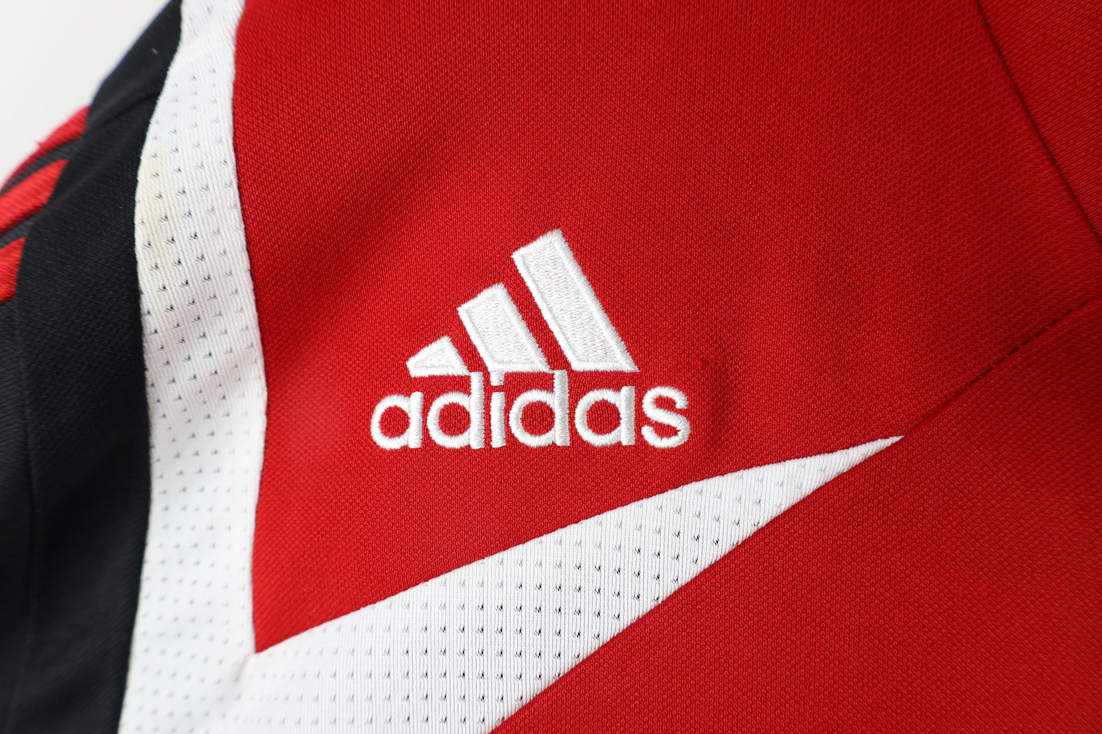 Adidas × Vintage Vintage Adidas Soccer Striped Full Zip Warm Up Jacket Red Size US L / EU 52-54 / 3 - 4 Thumbnail