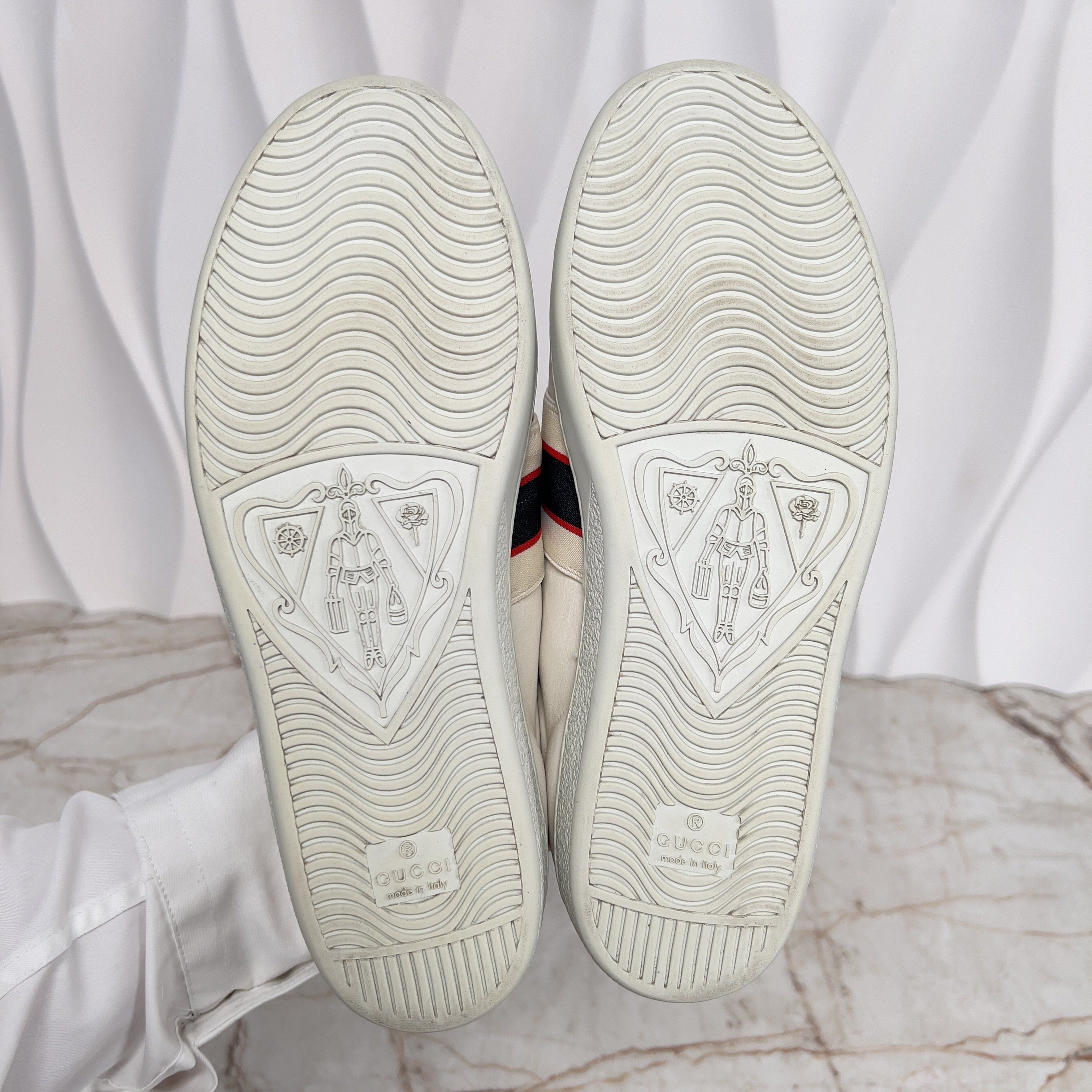 Gucci Authentic Ace Stripe Logo Sneaker Red Beige Leather Size US 8.5 / IT 38.5 - 12 Thumbnail