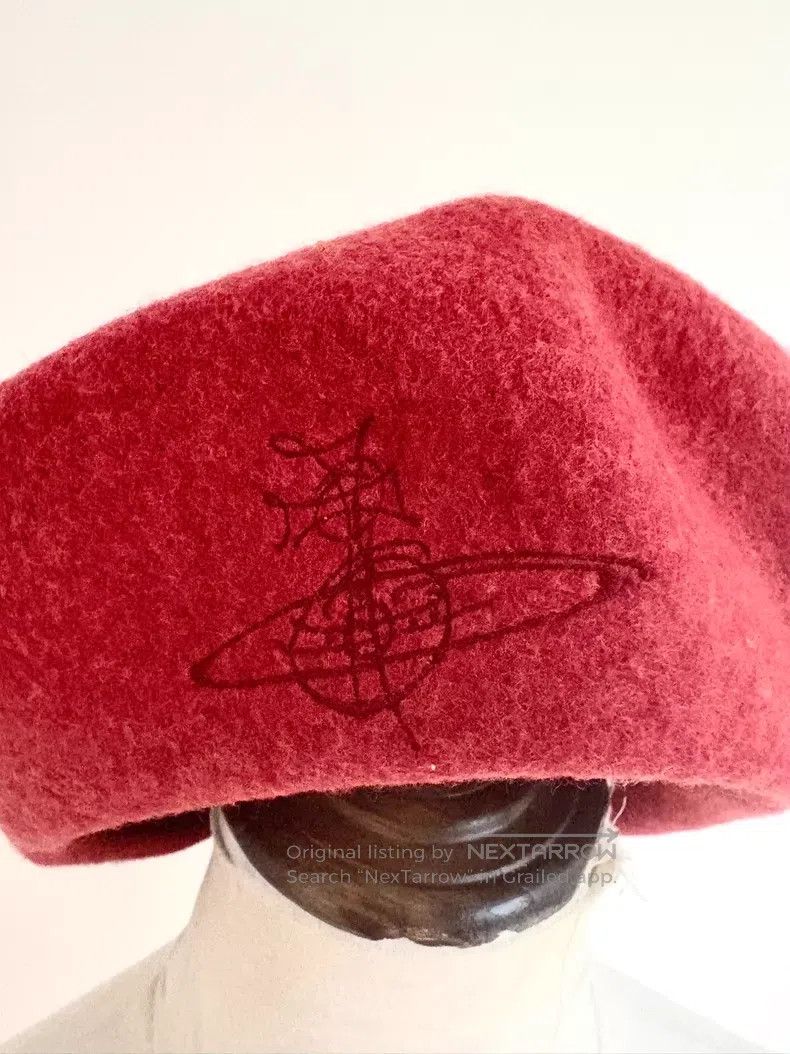 Vivienne Westwood Vivienne Westwood Red Large Saturn Embroidered Beret Size ONE SIZE - 2 Thumbnail