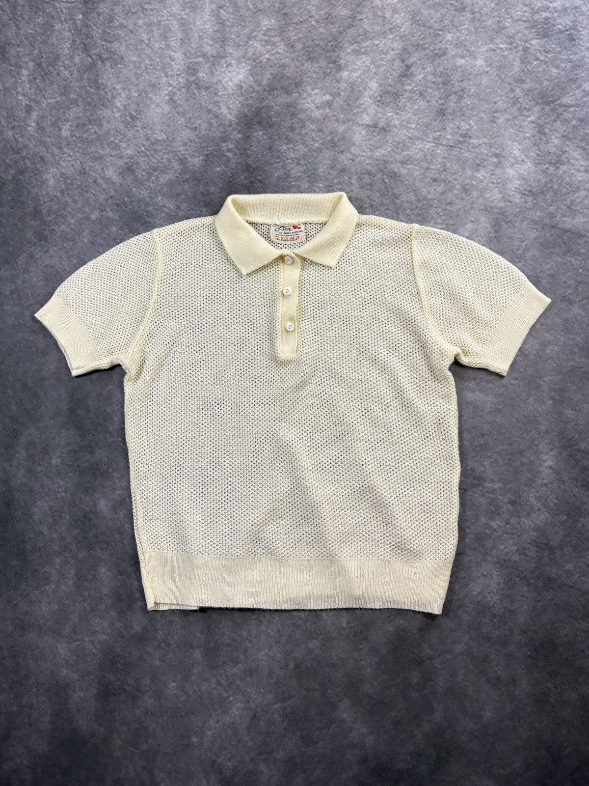 Vintage 1970s Vintage Knit Polo Mr. Love Acrylic Sheer Mesh MCM 70s Size S / US 4 / IT 40 - 2 Thumbnail