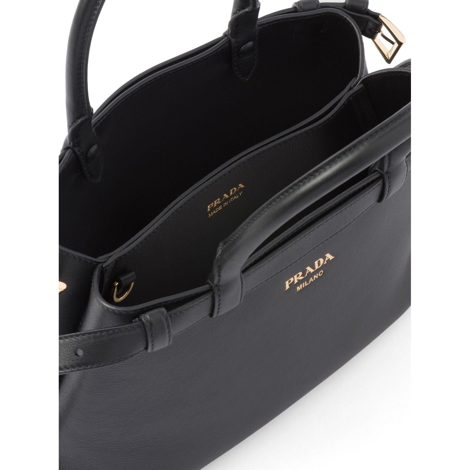 Prada PRADA Buckle Small Black Leather Double Belted Handbag New Size ONE SIZE - 5 Thumbnail