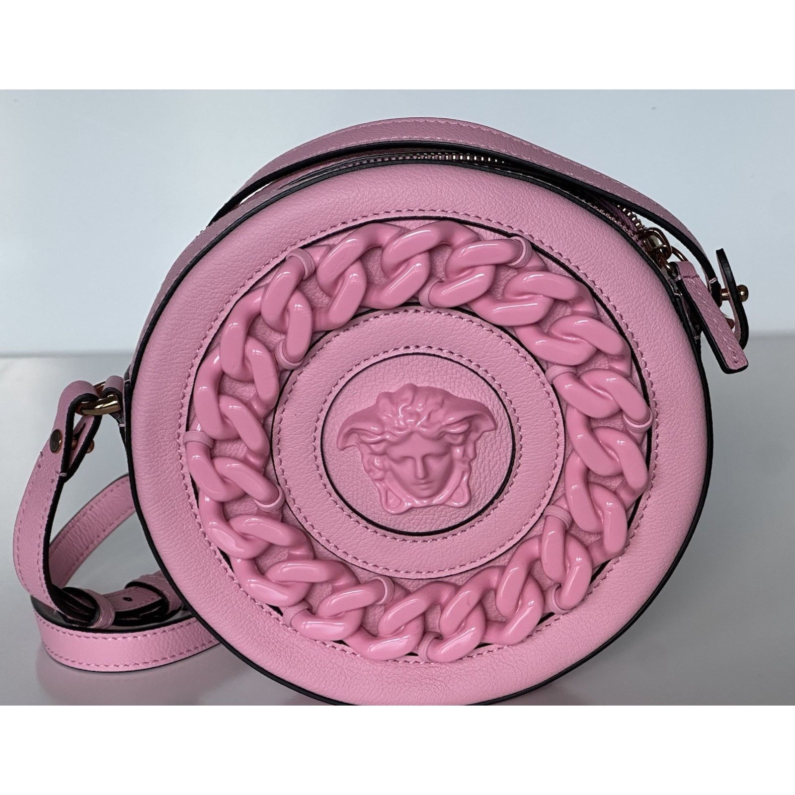 Versace Versace Medusa Calf Leather Round Pink Crossbody Bag 1021602 Size ONE SIZE - 2 Thumbnail