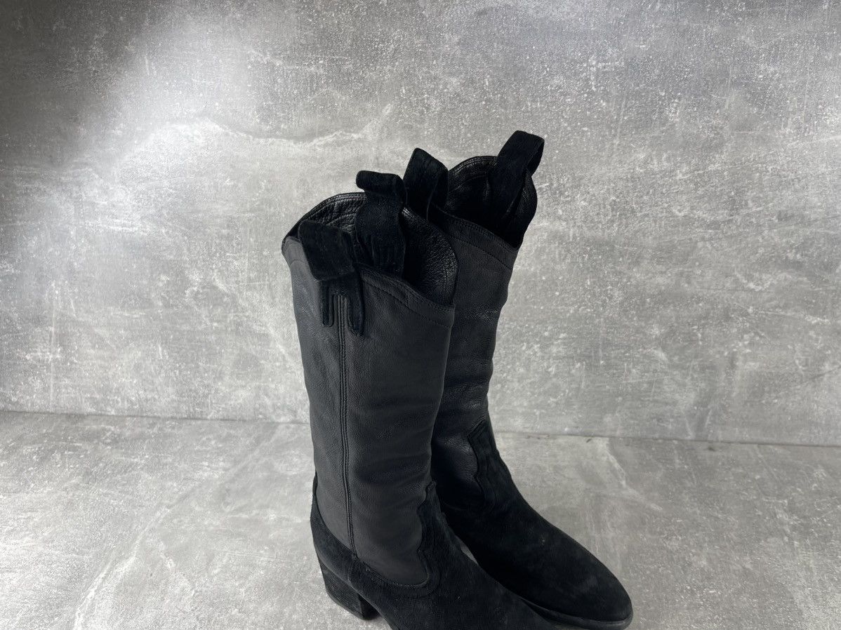 Other Fauzian Jeunesse Black Leather Suede Cowboy Boots Size US 7 / IT 37 - 4 Thumbnail