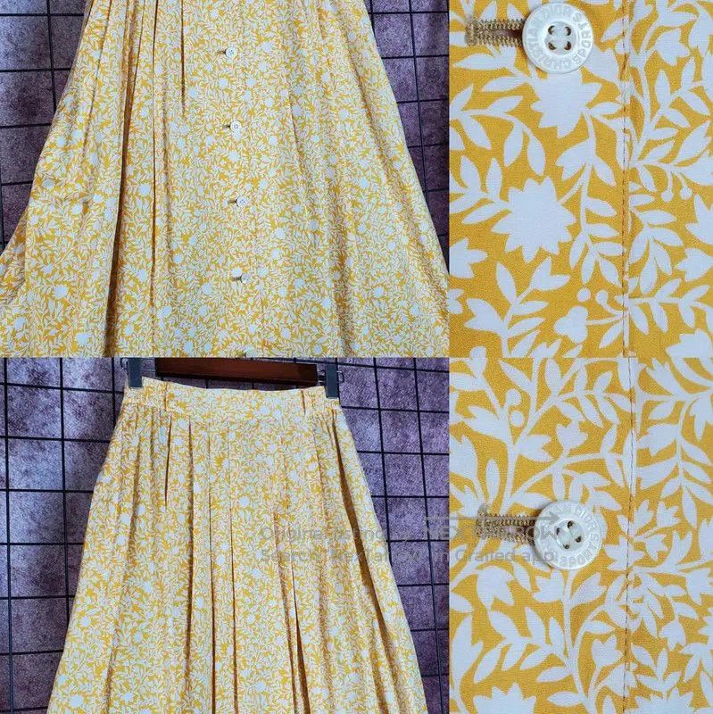 Dior Dior Yellow Floral Cotton Midi Skirt for Summer . Size 24" / US 00 / IT 34 - 2 Thumbnail