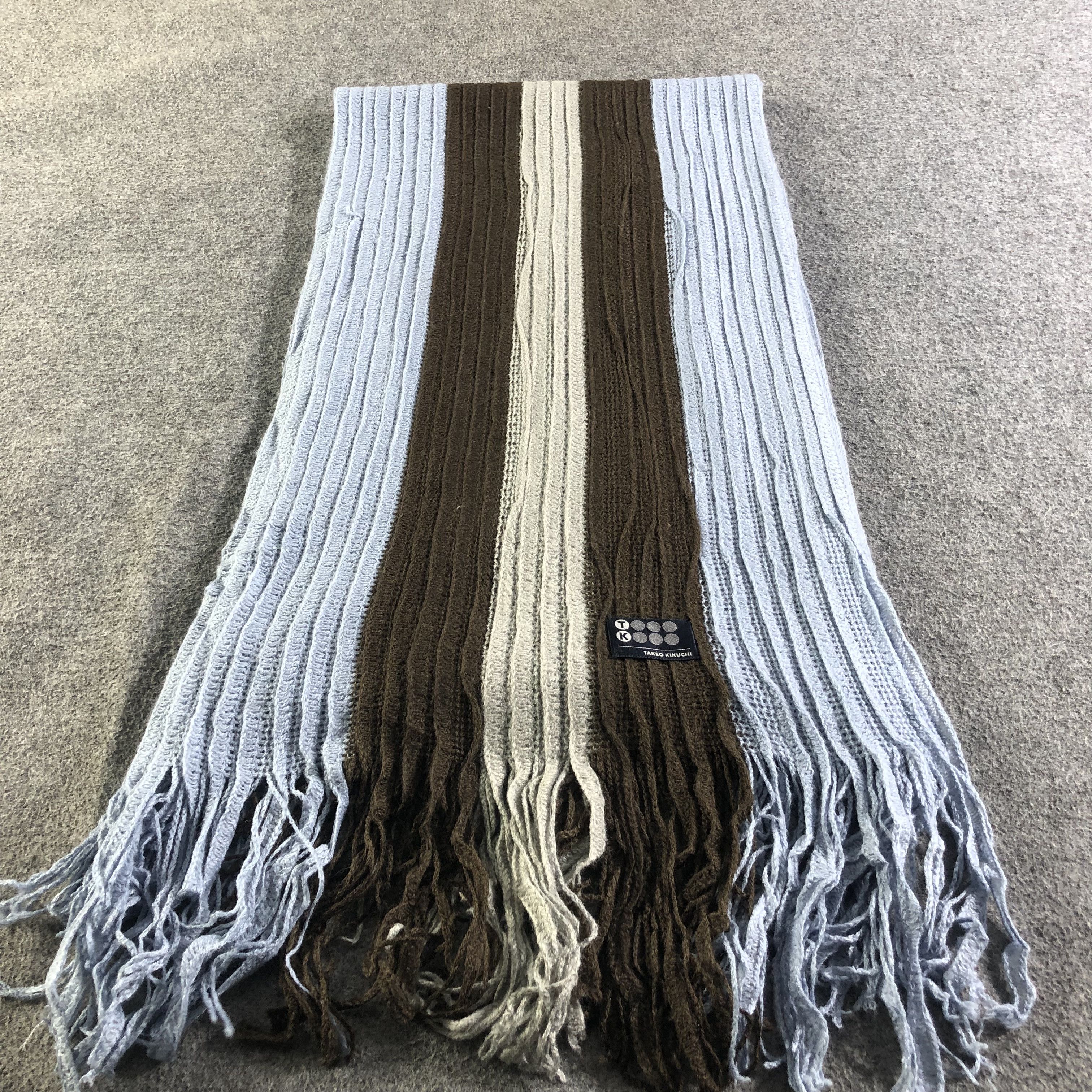 Takeo Kikuchi Takeo Kikuchi Pleated Striped Scarf Muffler V2035 Size ONE SIZE - 3 Thumbnail