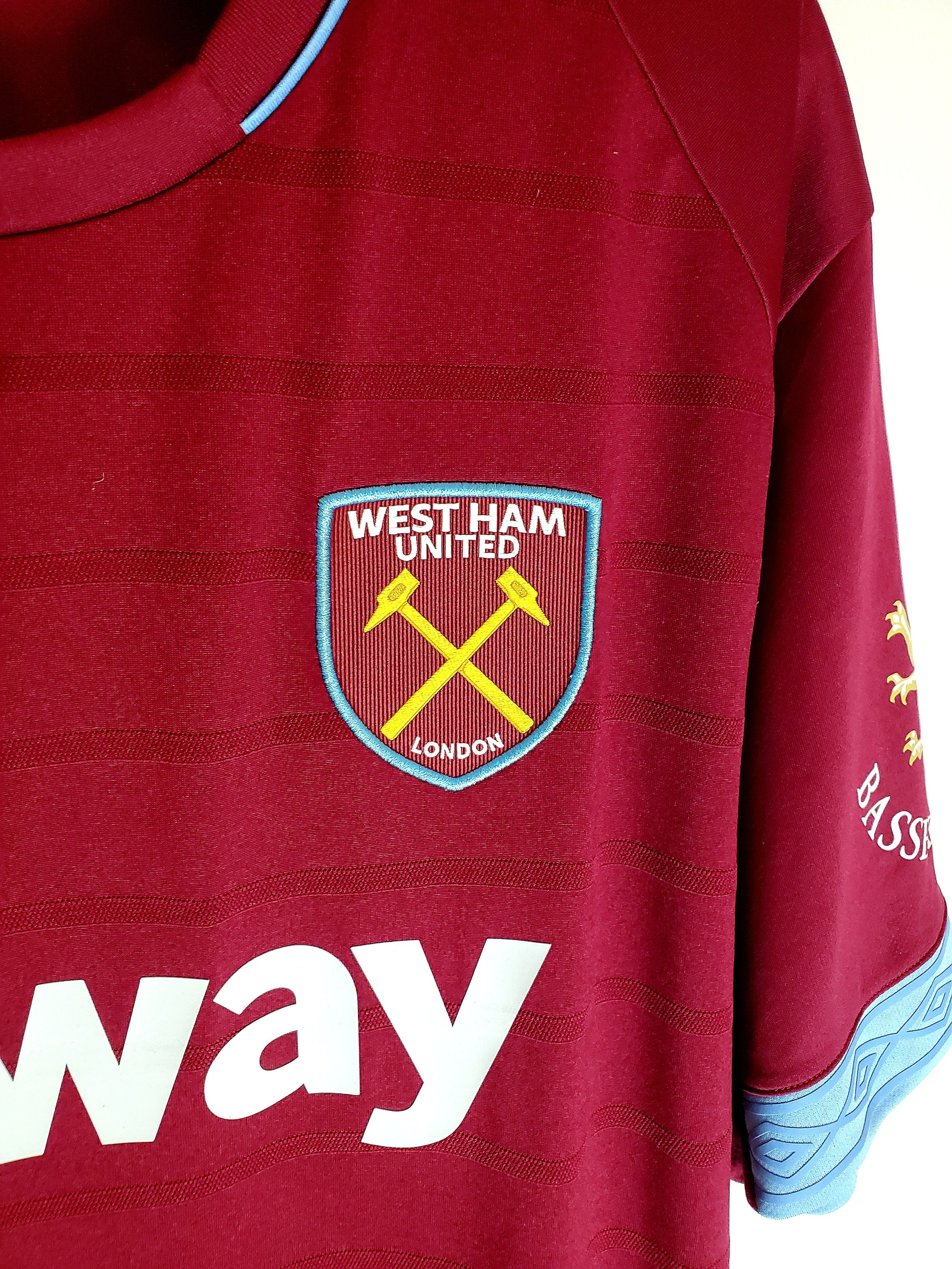 Umbro 2018-19 West Ham United Home Shirt # 41 Rice perfect condi Size US XXL / EU 58 / 5 - 4 Thumbnail