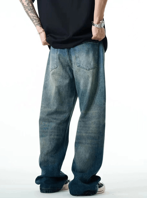 Japanese Brand × Jean Blue washed distressed American high street loose jeans Size US 32 / EU 48 - 4 Thumbnail