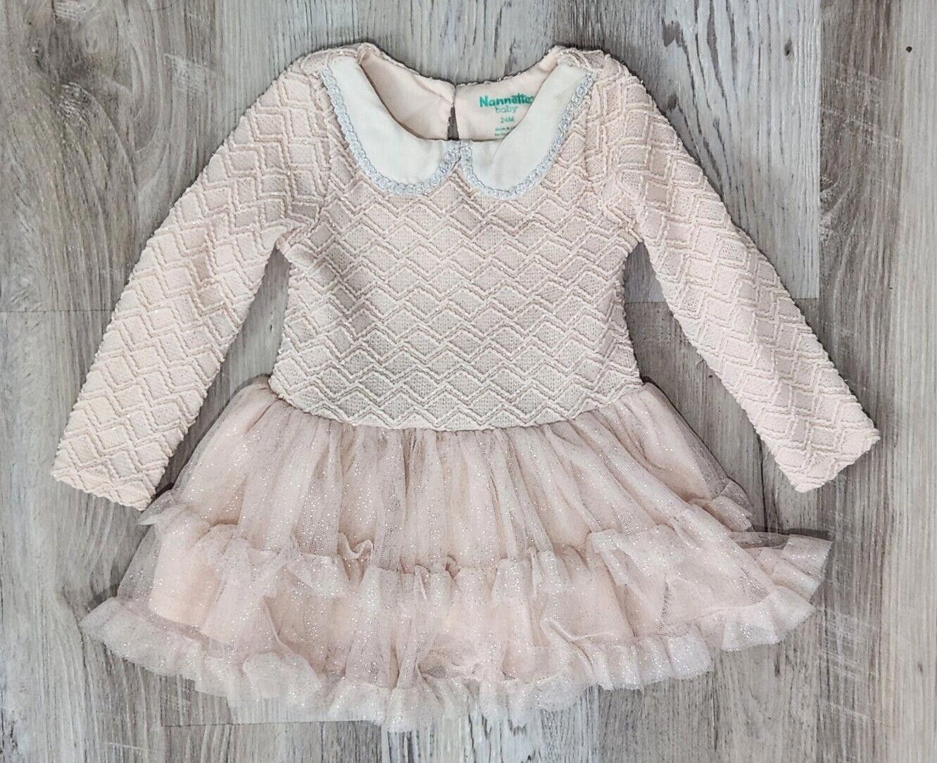 Designer Nanette Baby Dress 24 Months Pink Long Sleeve Tulle Skirt Size XXS / US 00 / IT 34 - 1 Thumbnail