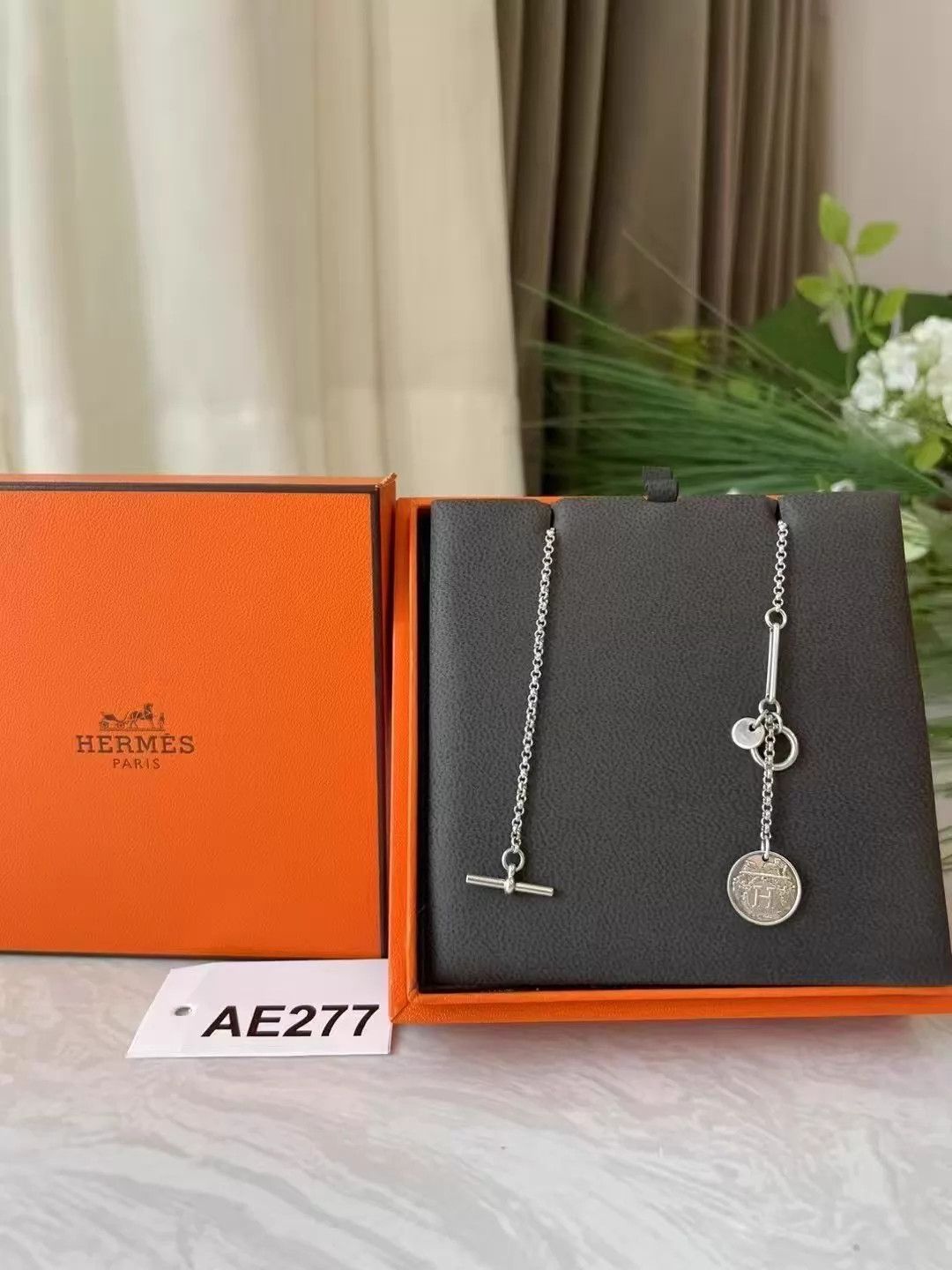 Hermes Hermès Ex-Libris 18K Gold Pendant Silver Chain AE277 Size ONE SIZE - 3 Thumbnail