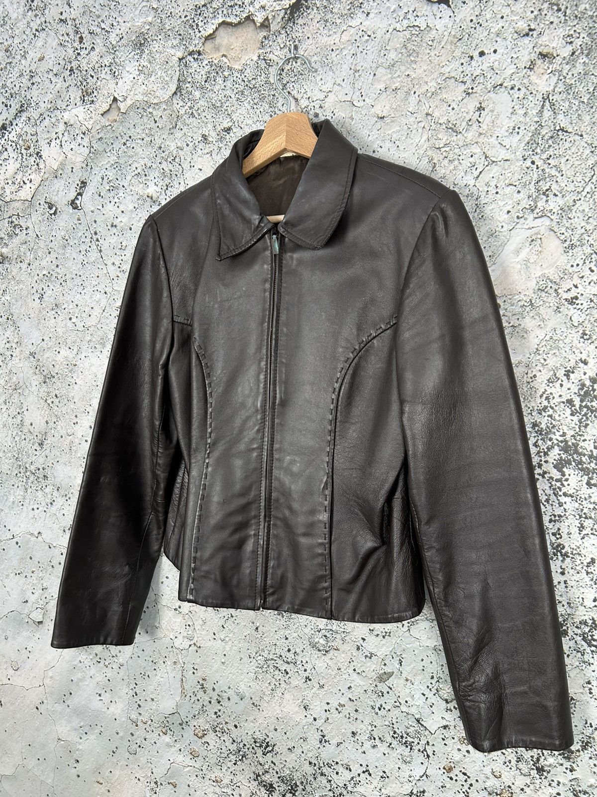 Genuine Leather Vintage Avant Garde Genuine Leather Jacket 90s Grunge Punk Size XL / US 12-14 / IT 48-50 - 2 Thumbnail