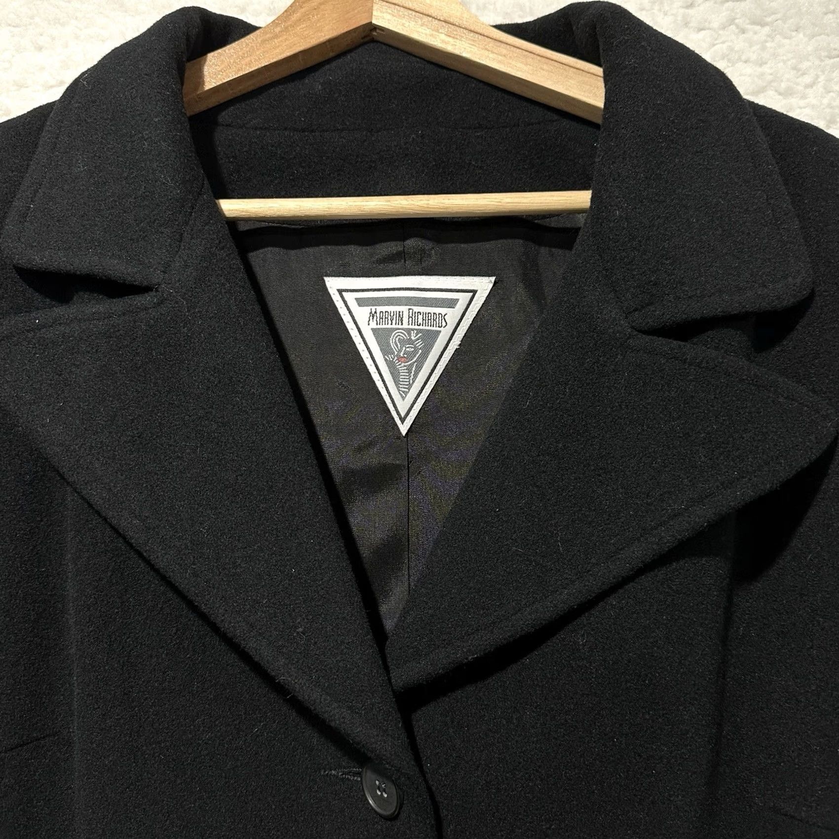 Vintage Marvin Richards Coat Women’s 2X Black 100% Wool 3 Button Front Lined Dry Clean 100% Acetate USA Made NWT Christmas City Fall Winter Size XXL / US 16-18 / IT 52-54 - 3 Thumbnail