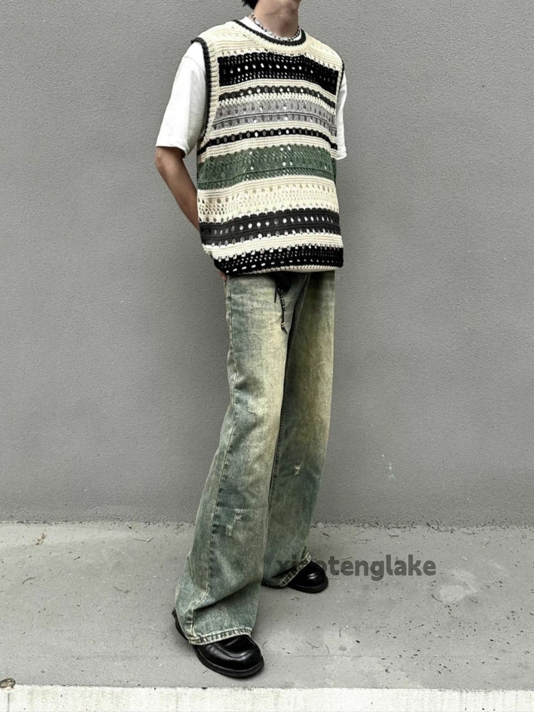 Jean × Vintage disco punk grunge washed faded y2k ripped flared jeans Size US 32 / EU 48 - 2 Thumbnail