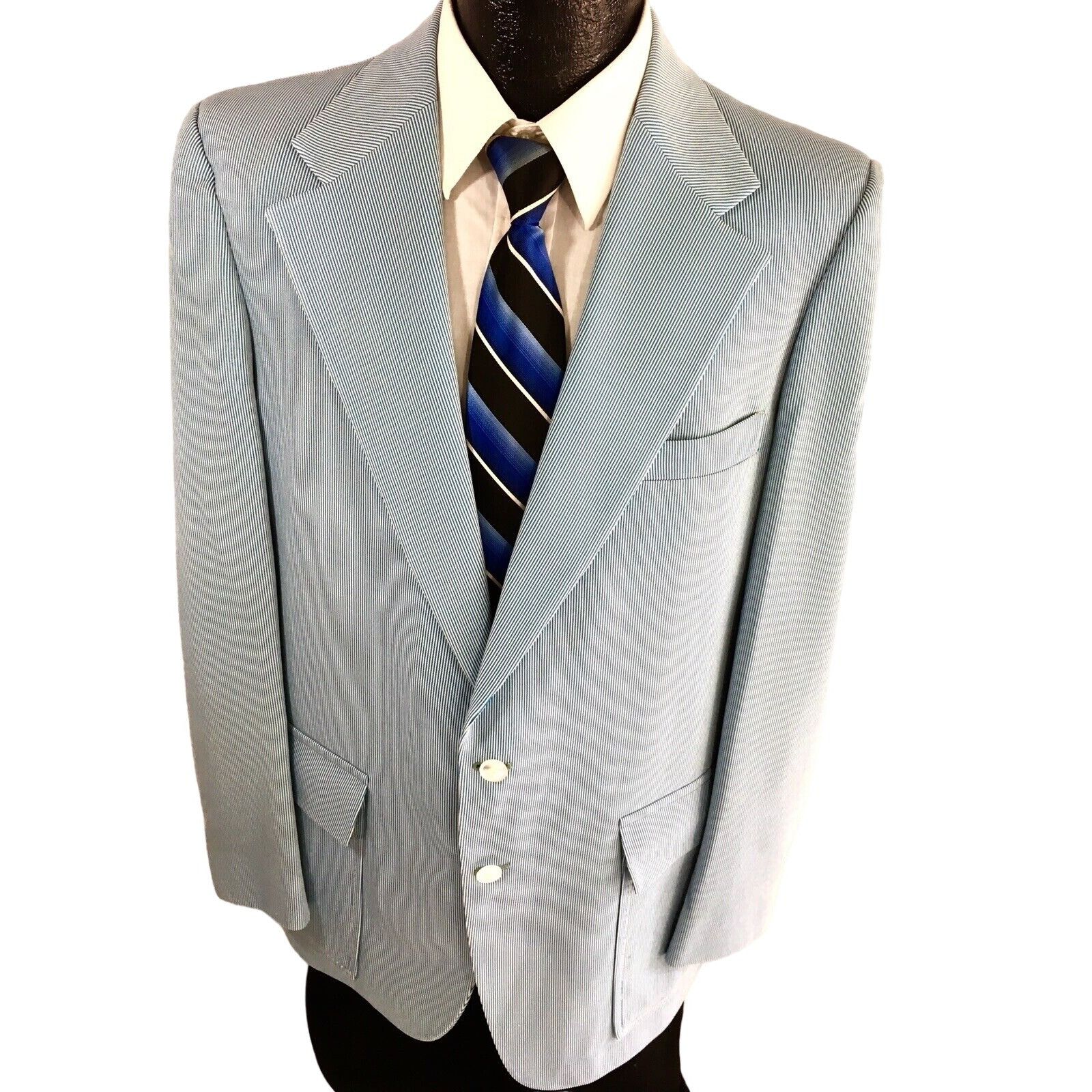 Other Vtg Craigs MOD Blue White STRIPE Boating Yacht Sport Coat Size 40R - 6 Thumbnail