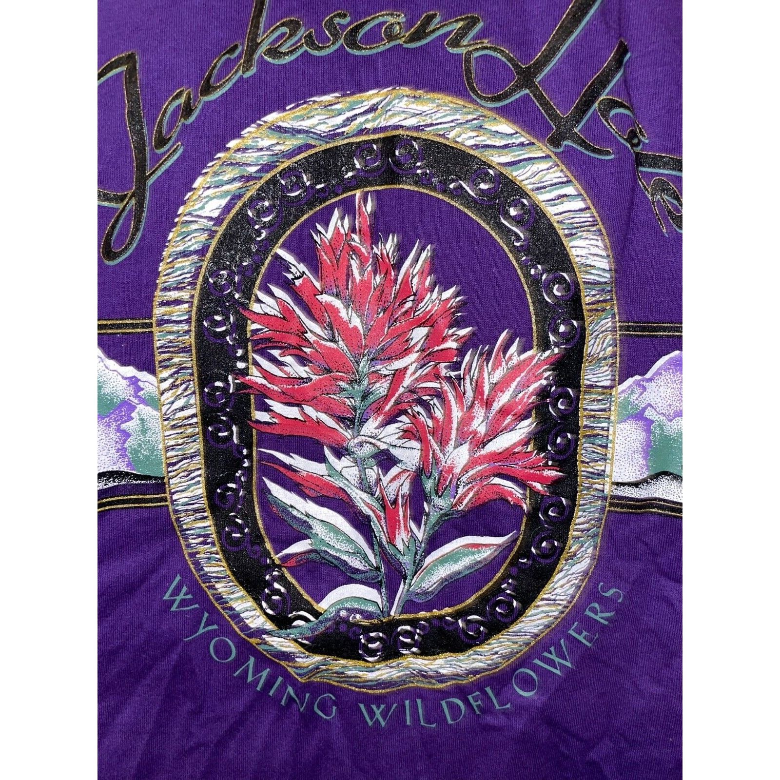 Jerzees Vintage Jackson Hole Shirt Wyoming Wildflowers 90s Tee VTG L Size US L / EU 52-54 / 3 - 3 Thumbnail