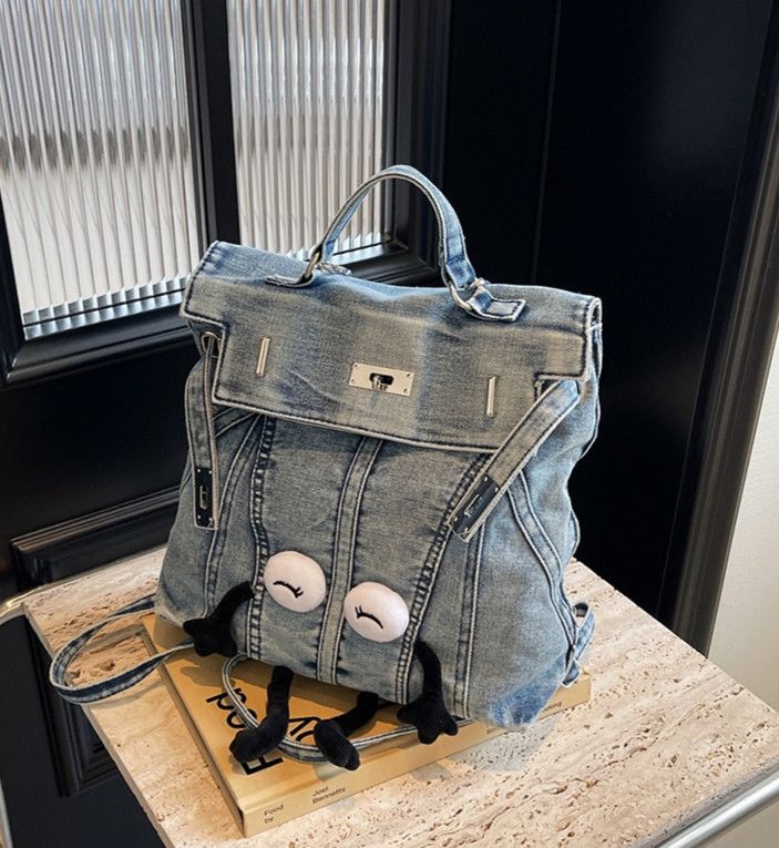 The Unbranded Brand Denim Fashion Backpack Size ONE SIZE - 6 Thumbnail