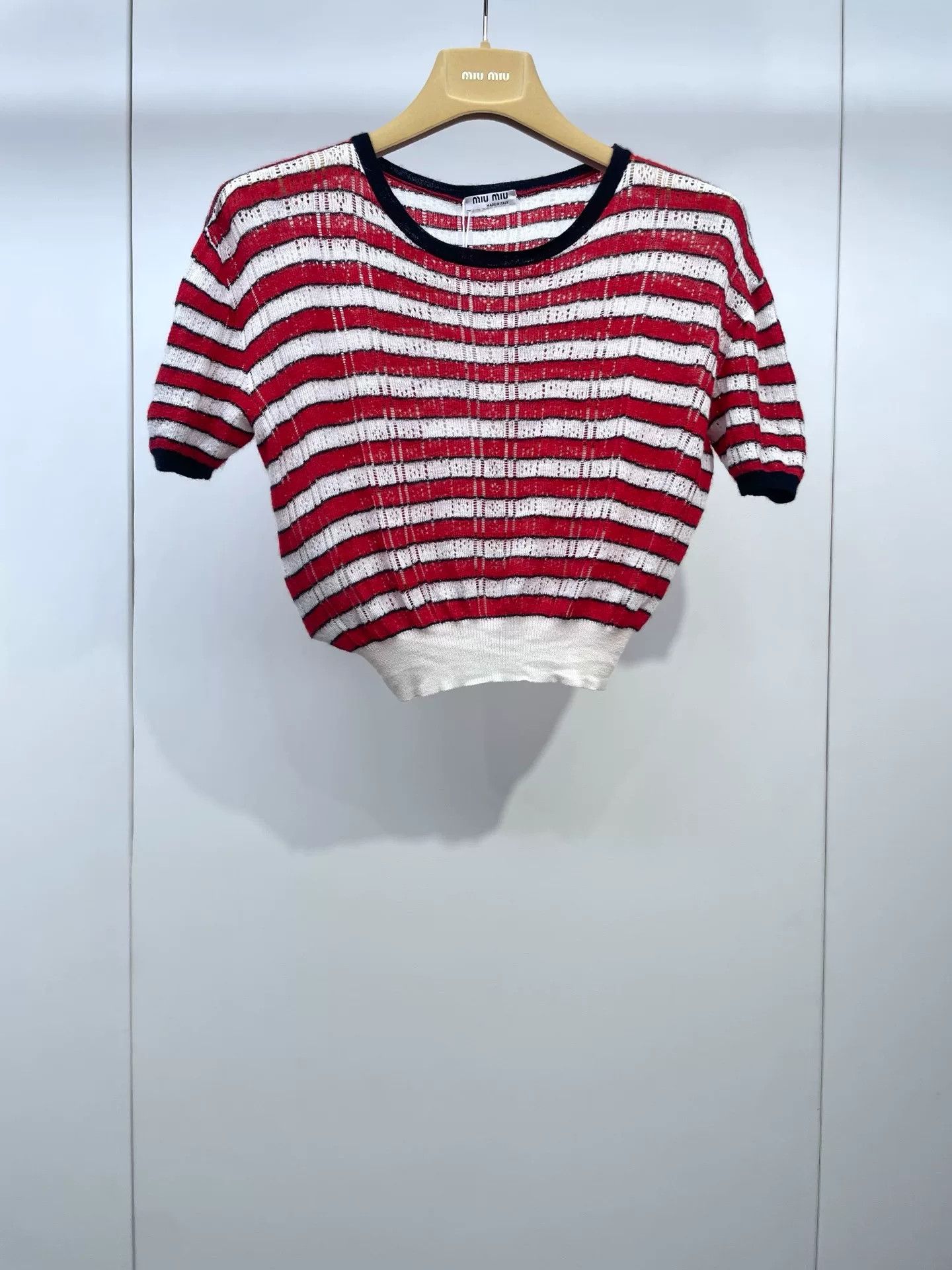 Miu Miu Miu Miu Striped Lightweight Knit Top Size S / US 4 / IT 40 - 1 Thumbnail