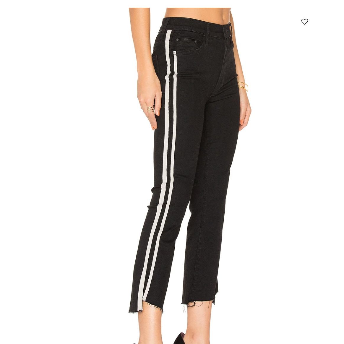 image of Mother The Insider High-Rise Crop Step Fray Jeans in Black, Women's (Size 26)