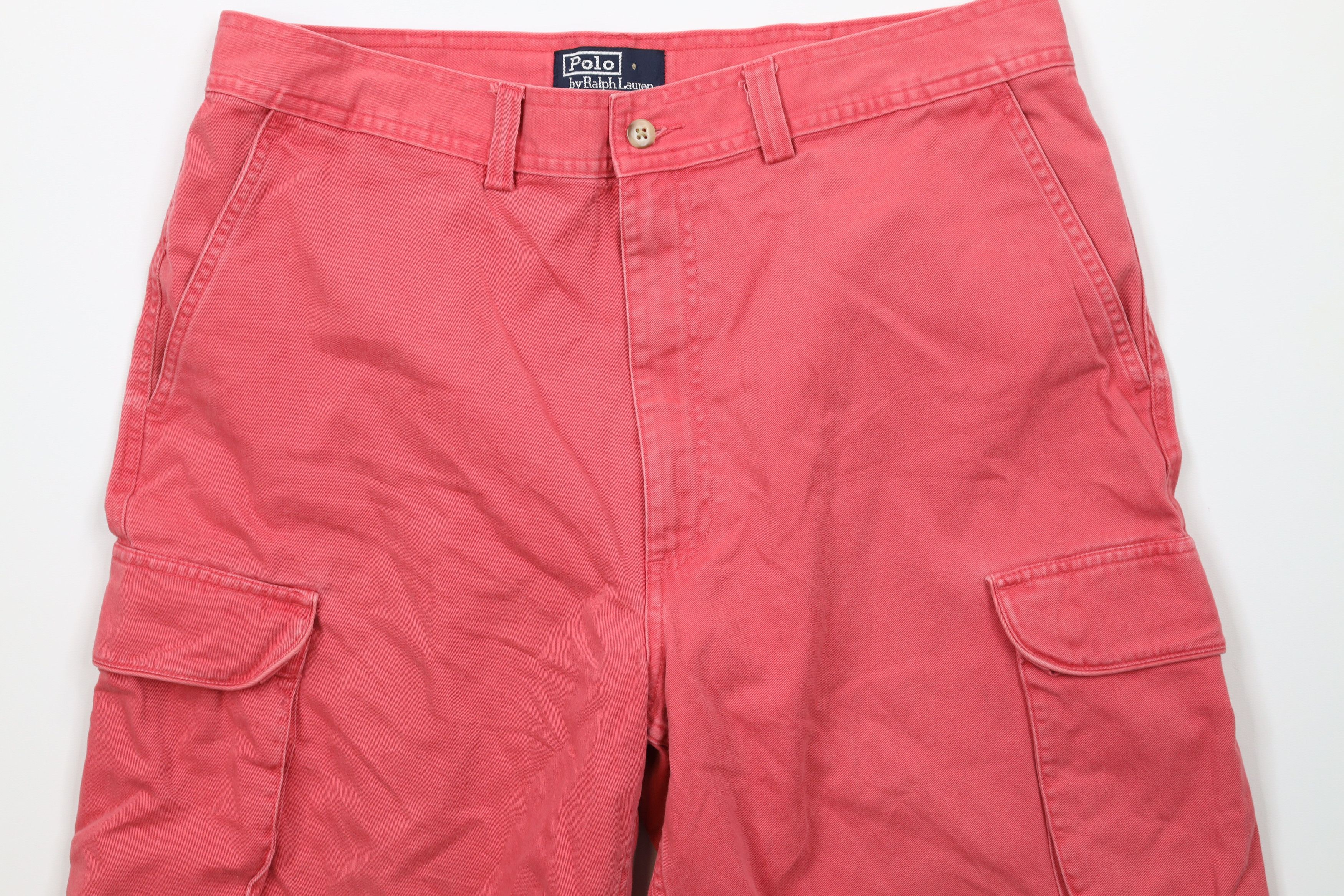 Ralph Lauren × Vintage Vintage 90s Ralph Lauren Out Heavyweight Cargo Shorts Pink Size US 35 - 3 Thumbnail