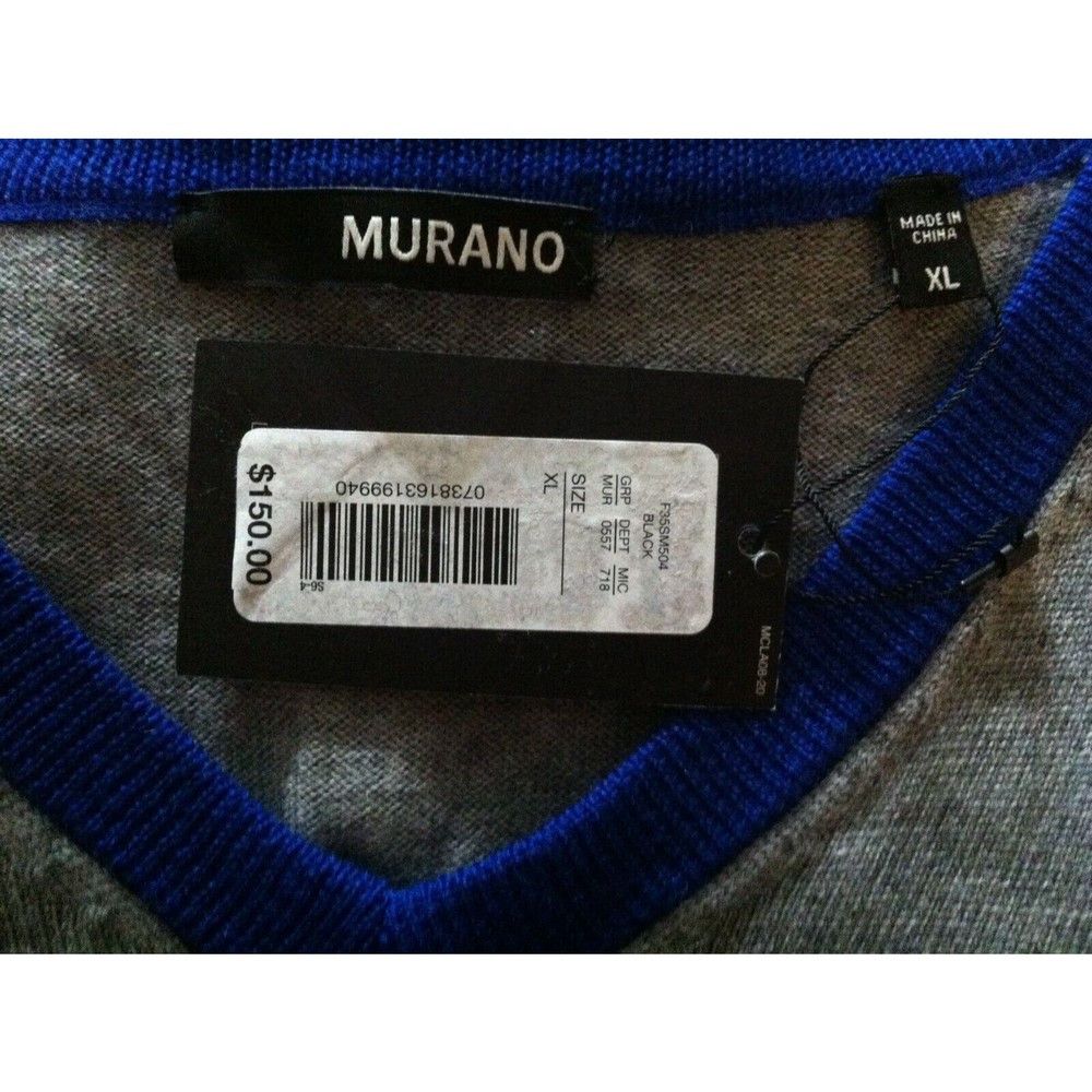 Murano MURANO MENS NEW BLACK 100%MERINO WOOL V-NECK SWEATER SIZE:XL Size US XL / EU 56 / 4 - 3 Thumbnail