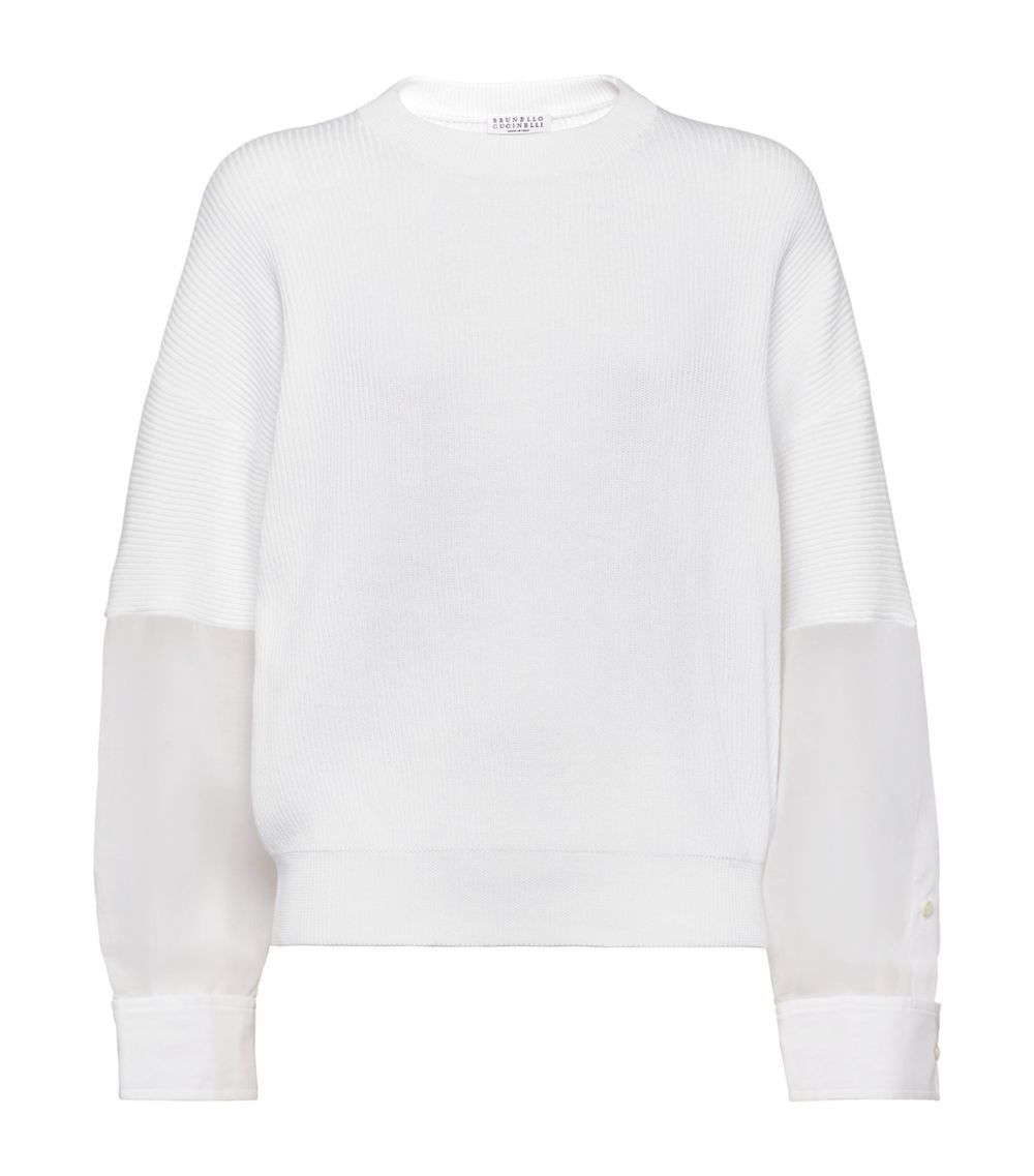 Brunello Cucinelli o1w1db10825 Sweater in White Size L / US 10 / IT 46 - 6 Thumbnail